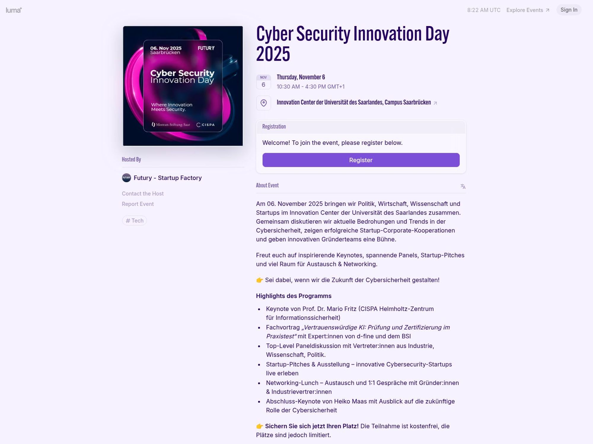 Cyber Security Innovation Day 2025 screenshot