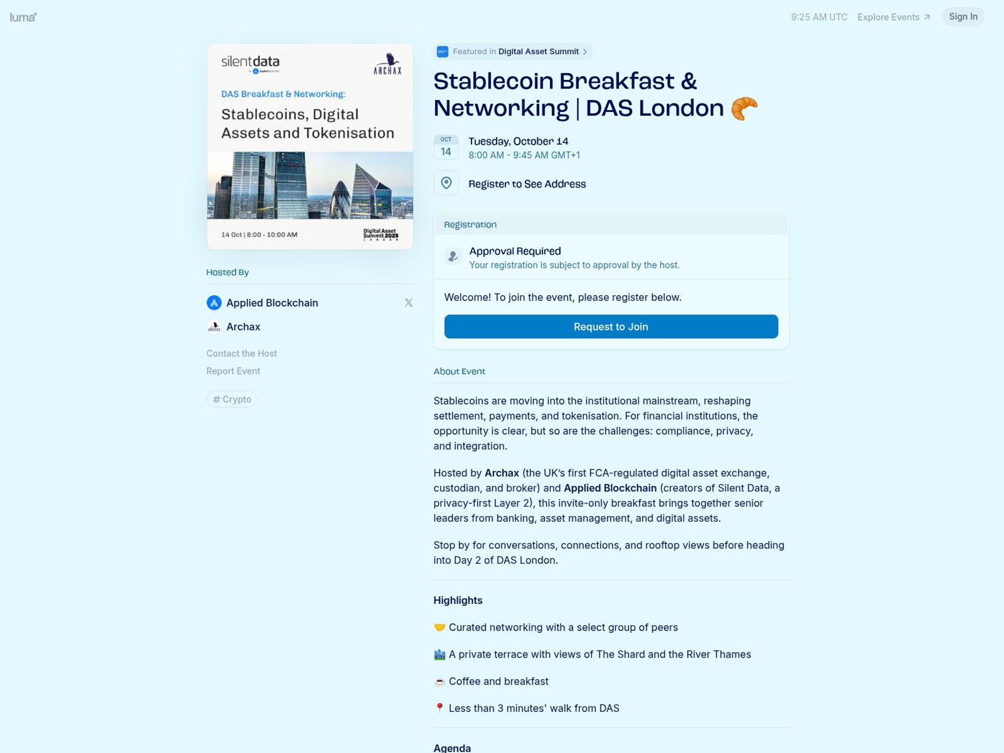 Stablecoin Breakfast & Networking screenshot