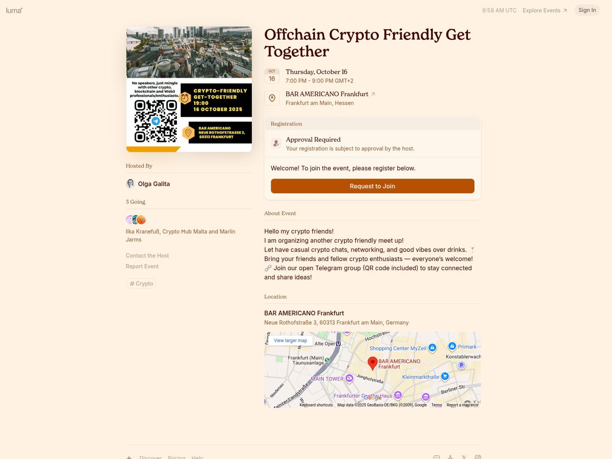 Offchain Crypto Friendly Get Together website