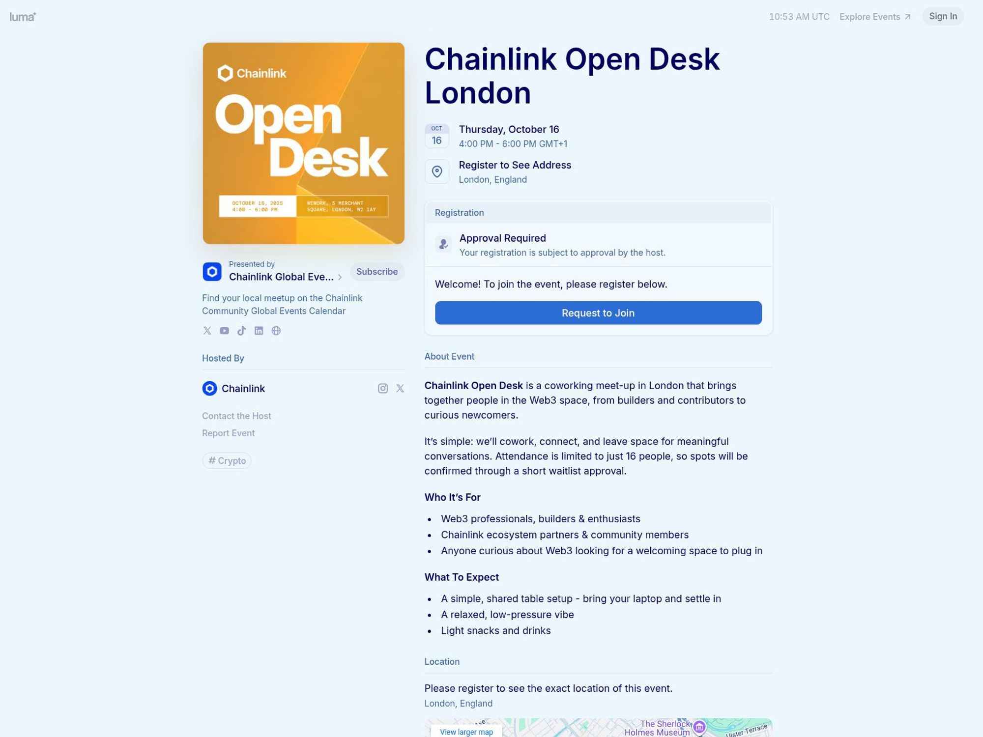 Chainlink Open Desk London screenshot