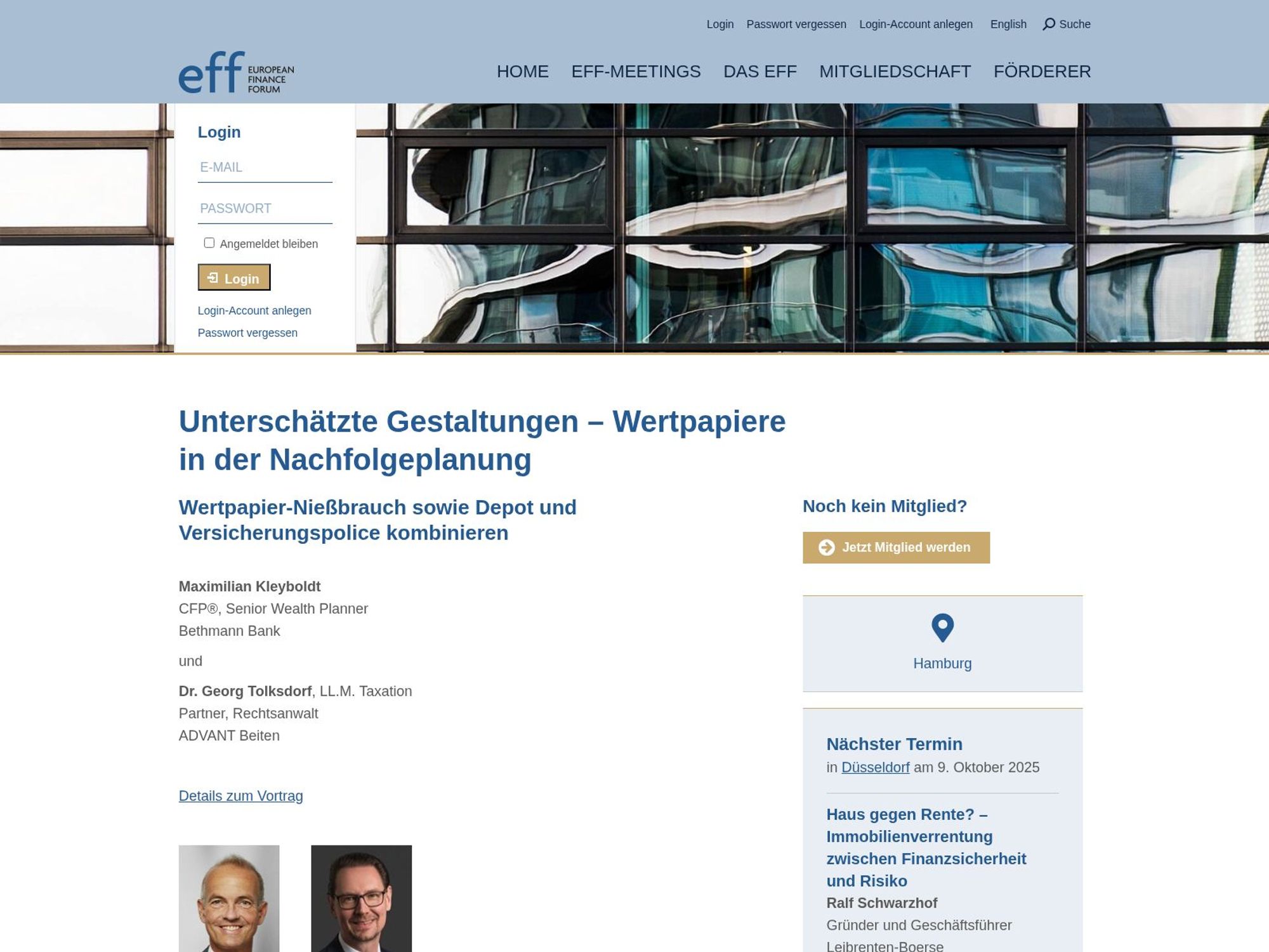 European Finance Forum screenshot
