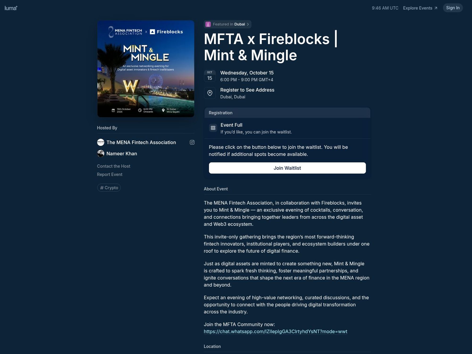 MFTA x Fireblocks | Mint & Mingle website