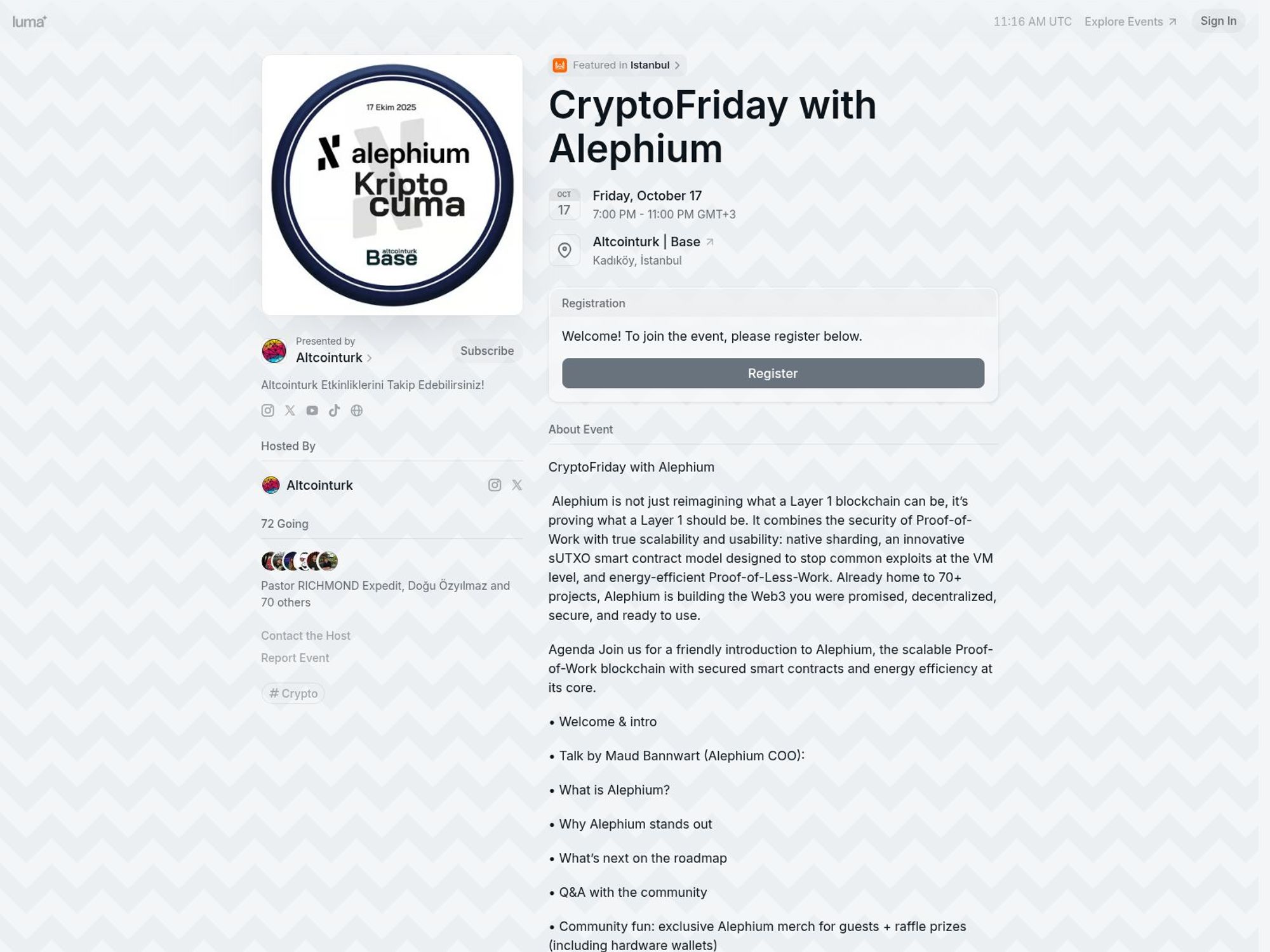 CryptoFriday with Alephium website
