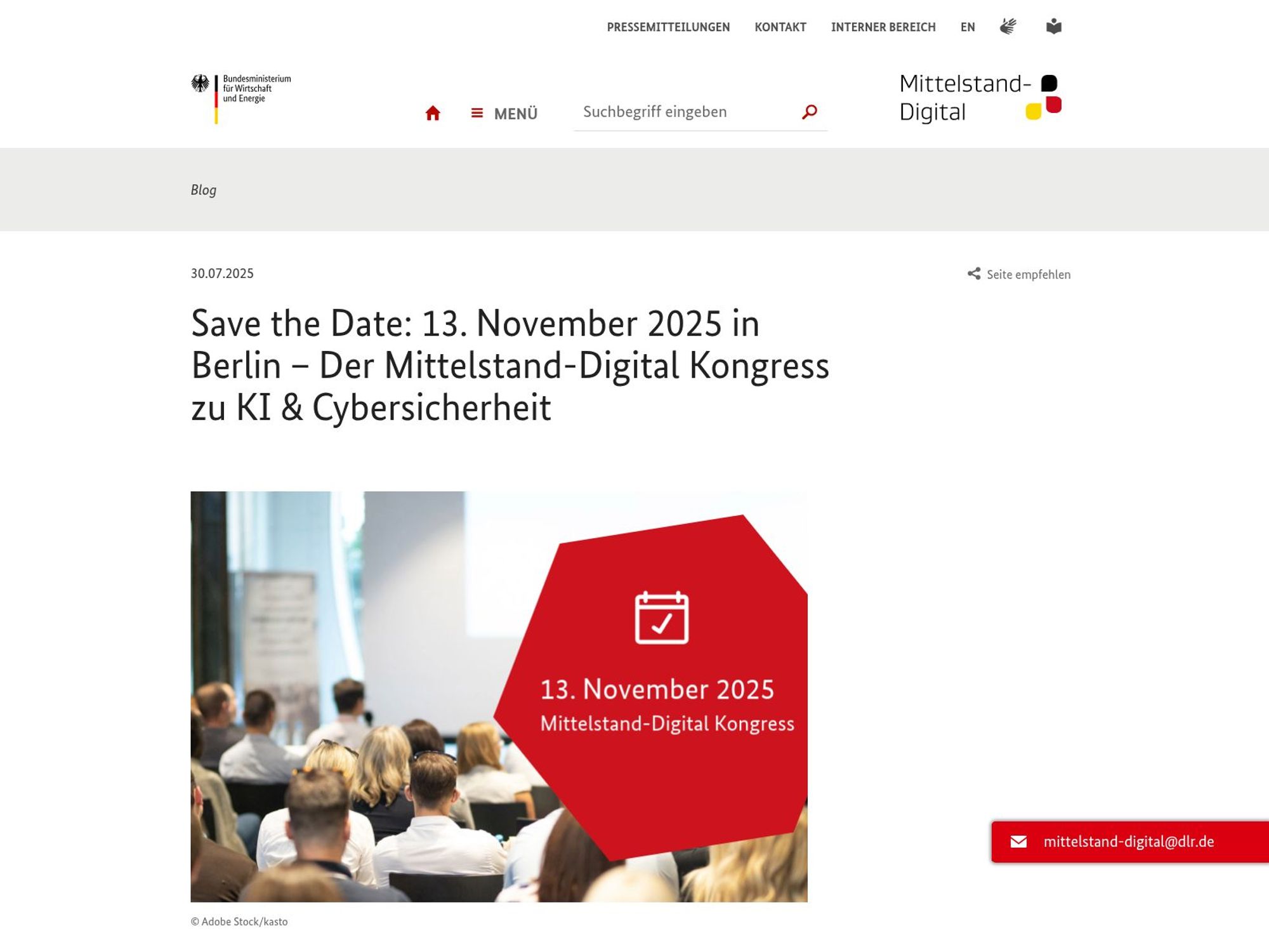 The SME Digital Congress on AI & Cybersecurity website