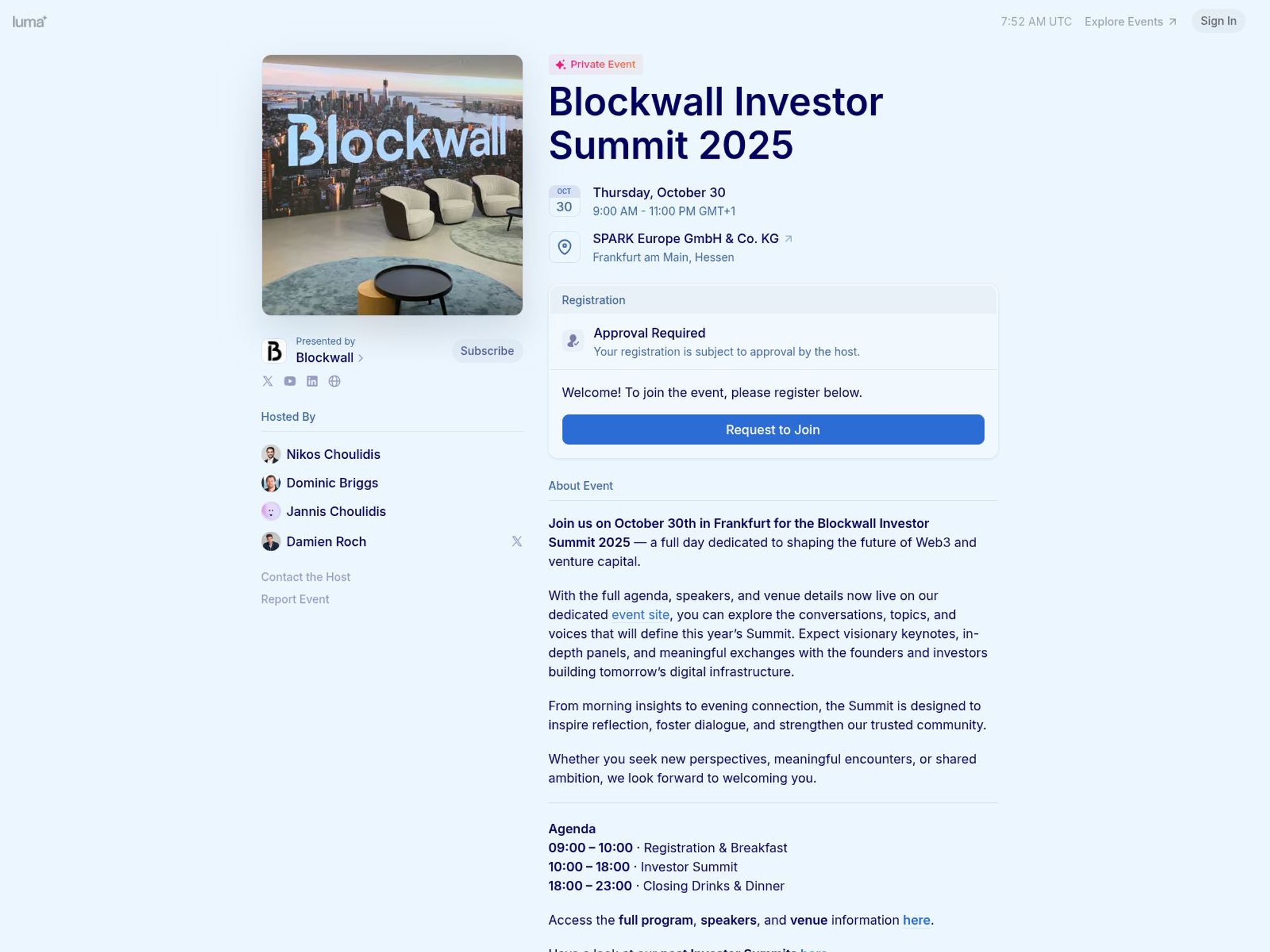 Blockwall Investor Summit website