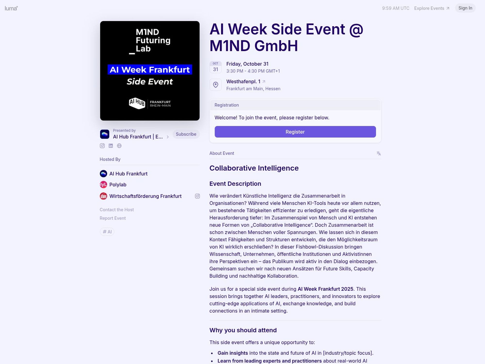 AI Week Side Event website