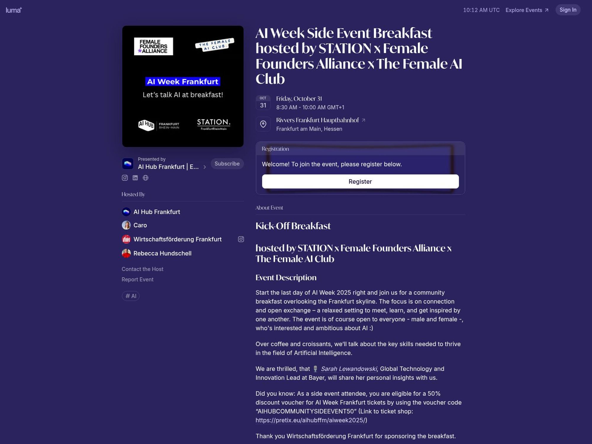 AI Week Side Event Breakfast website