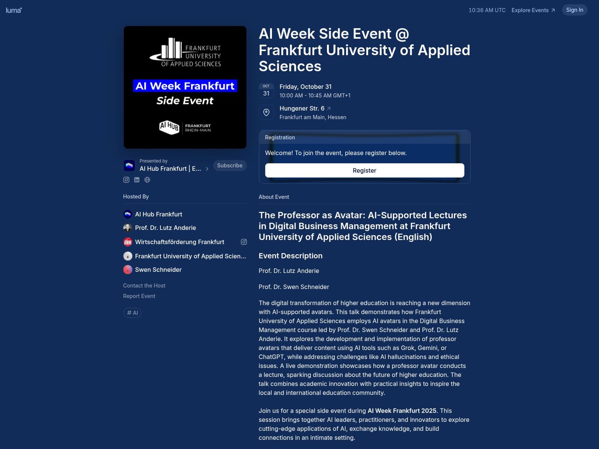 AI Week Side Event website