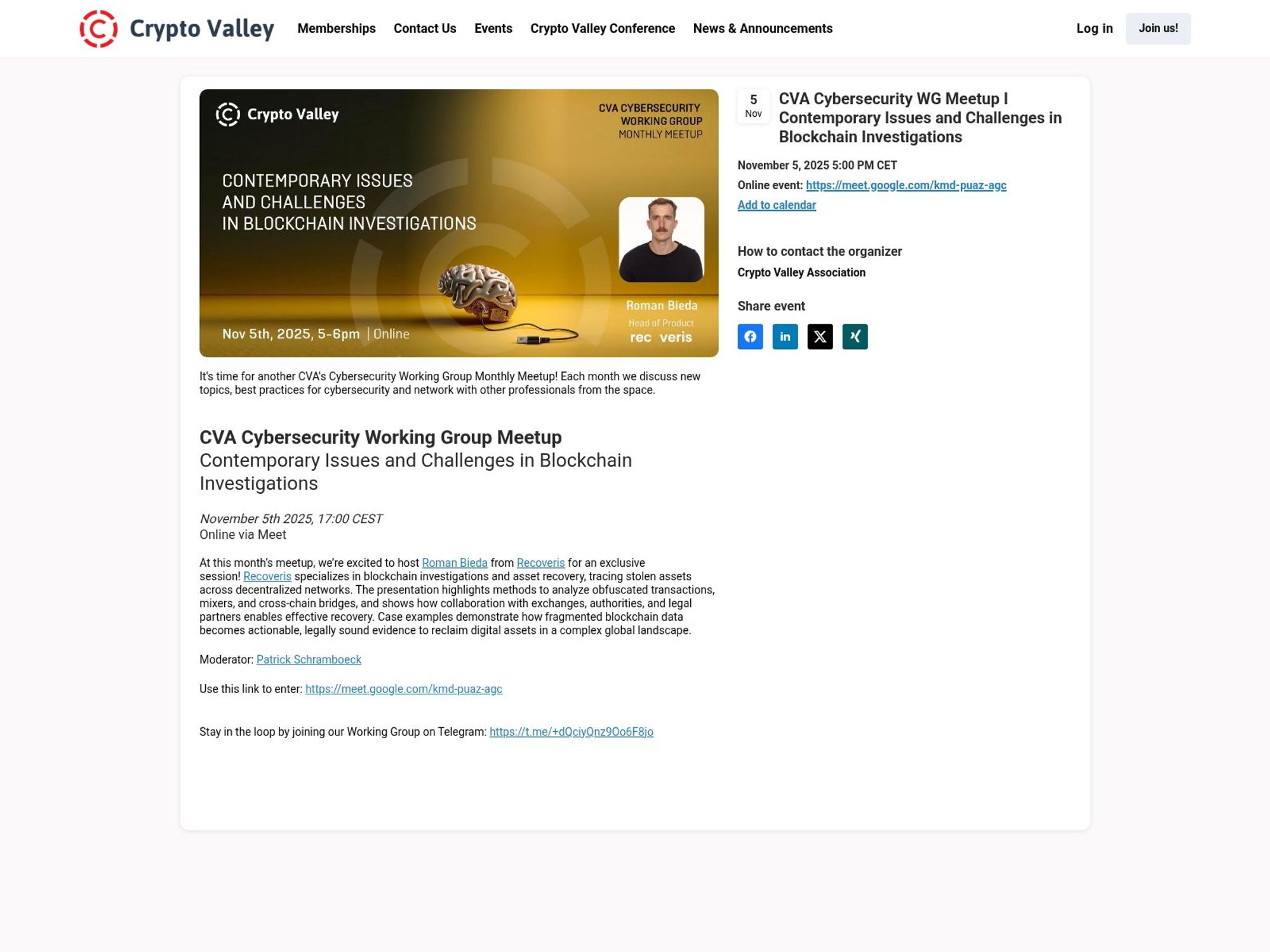 CVA Cybersecurity WG Meetup I Contemporary Issues and Challenges in Blockchain Investigations screenshot