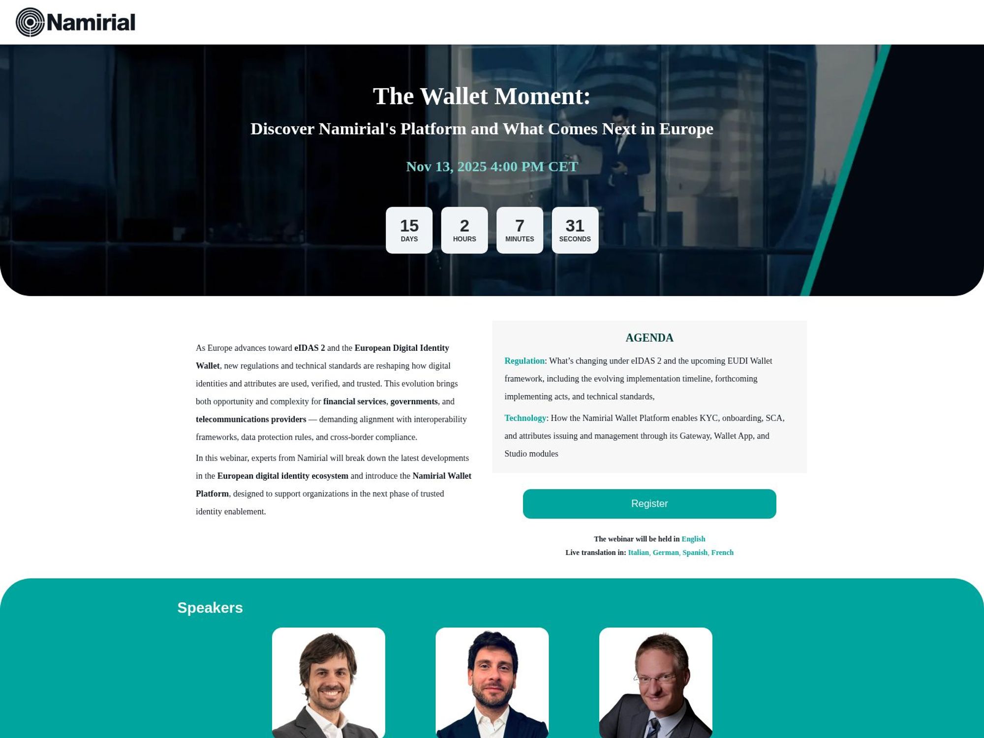 Namirial website