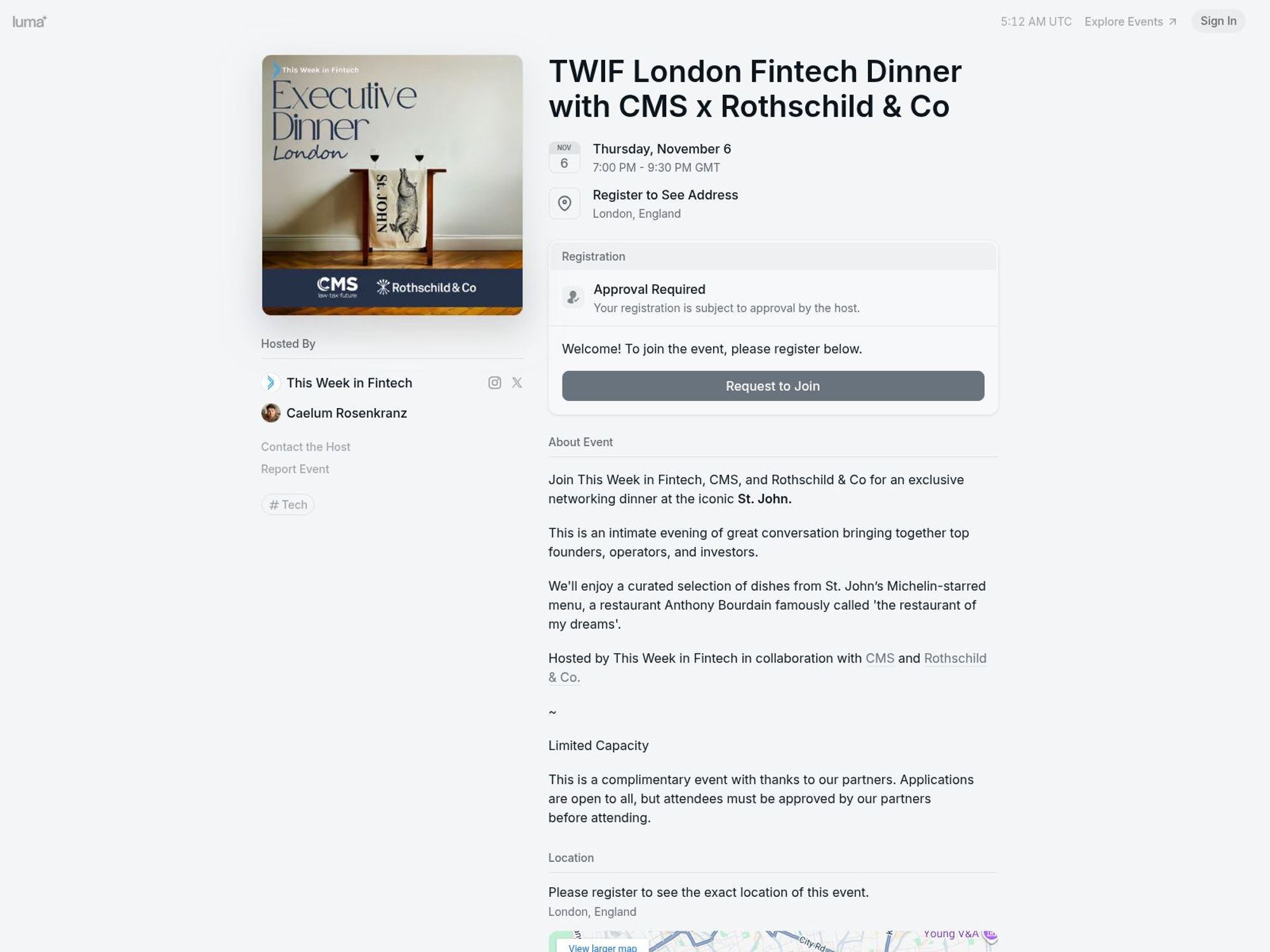 TWIF London Fintech Dinner with CMS x Rothschild & Co website