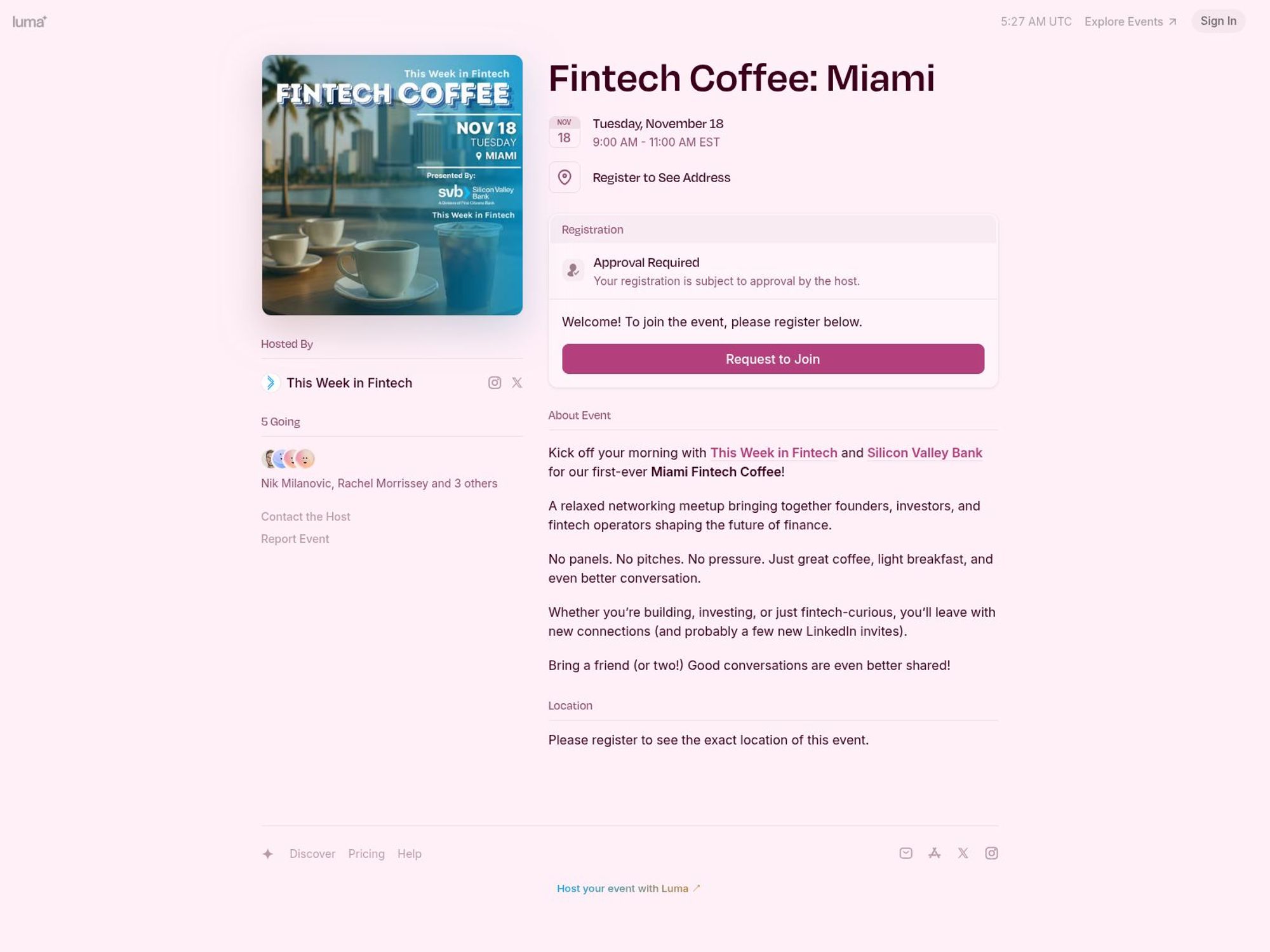 Fintech Coffee: Miami website