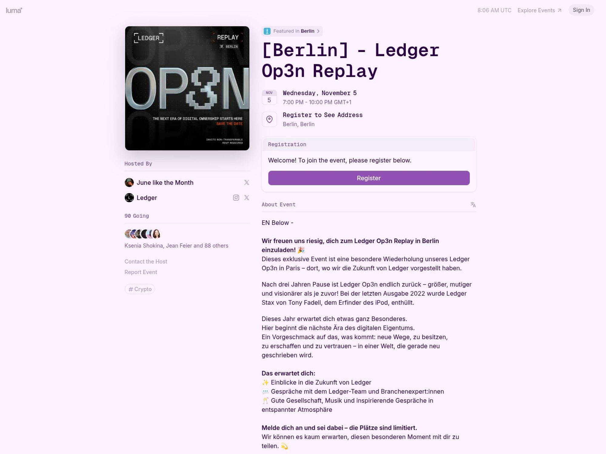 [Berlin] - Ledger Op3n Replay screenshot