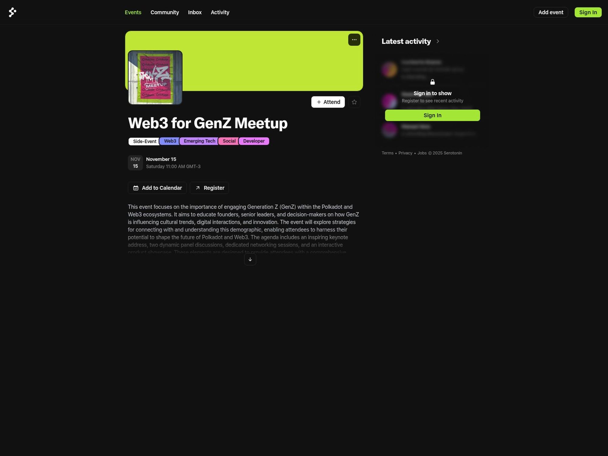 Web3 for GenZ Meetup website