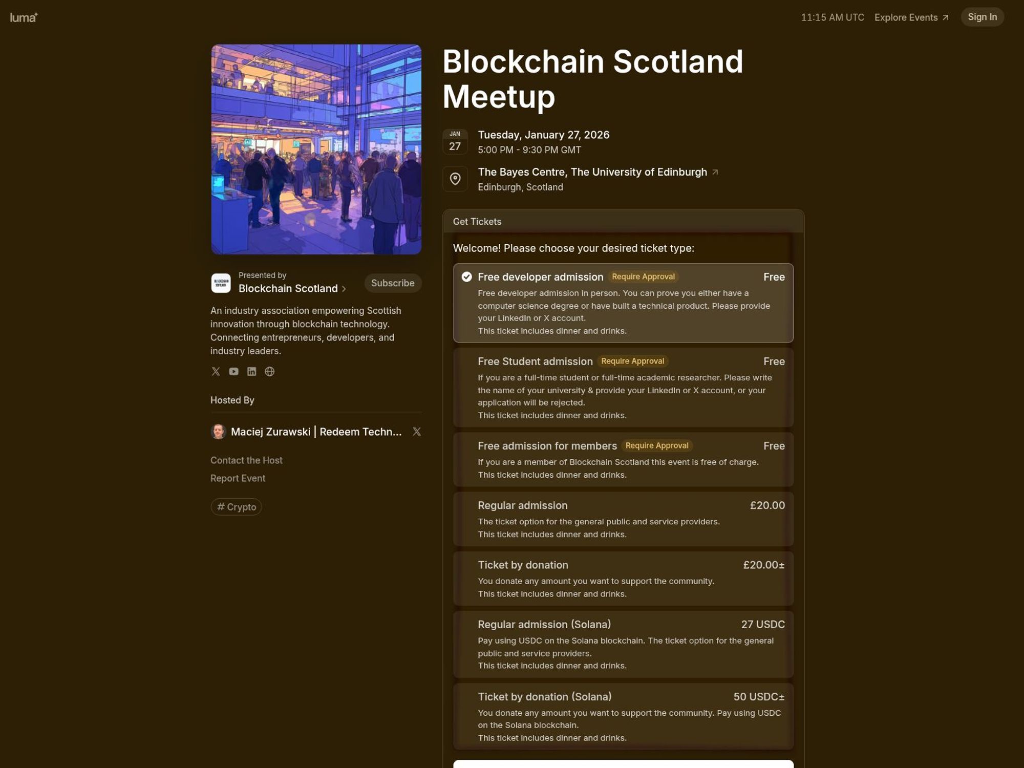 Blockchain Scotland Meetup website
