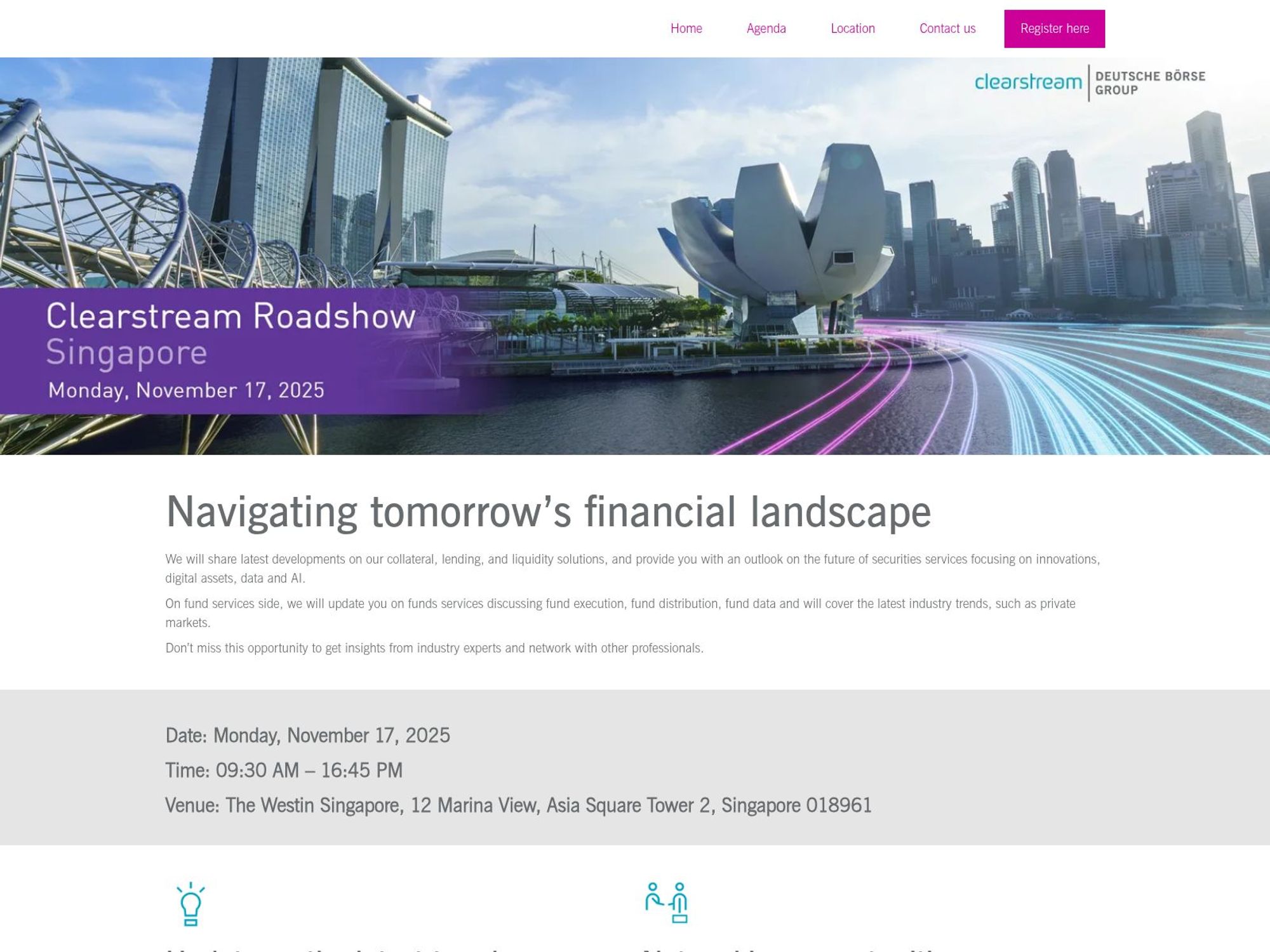 Clearstream Roadshow Singapore website