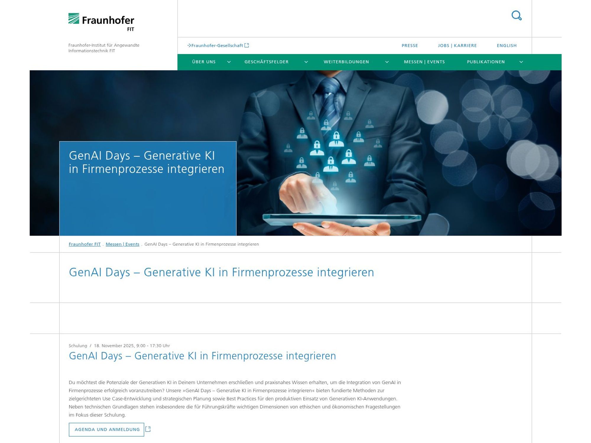 GenAI Days – Generative KI in Firmenprozesse integrieren website