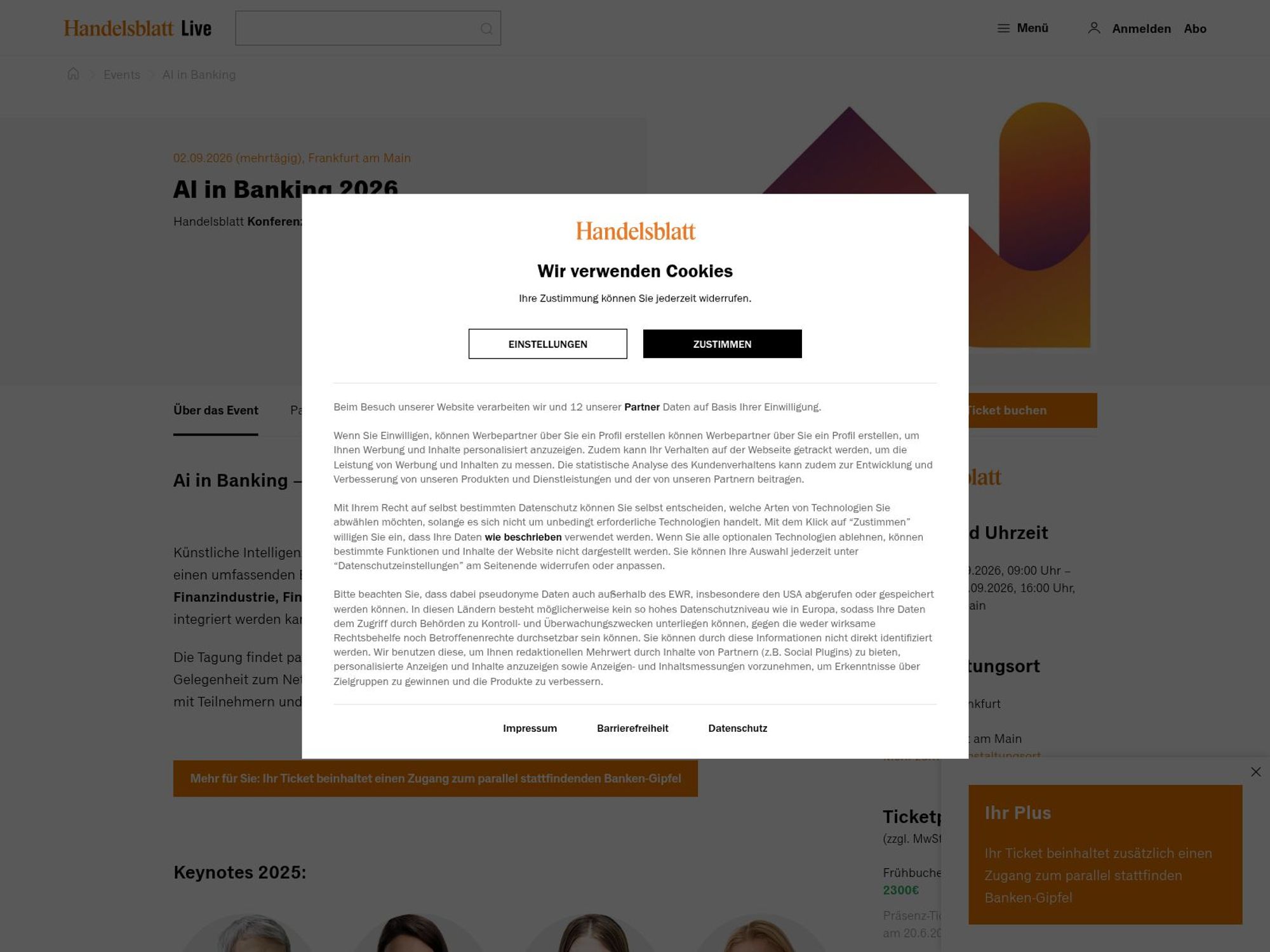 AI in Banking 2026 - Handelsblatt Konferenz website
