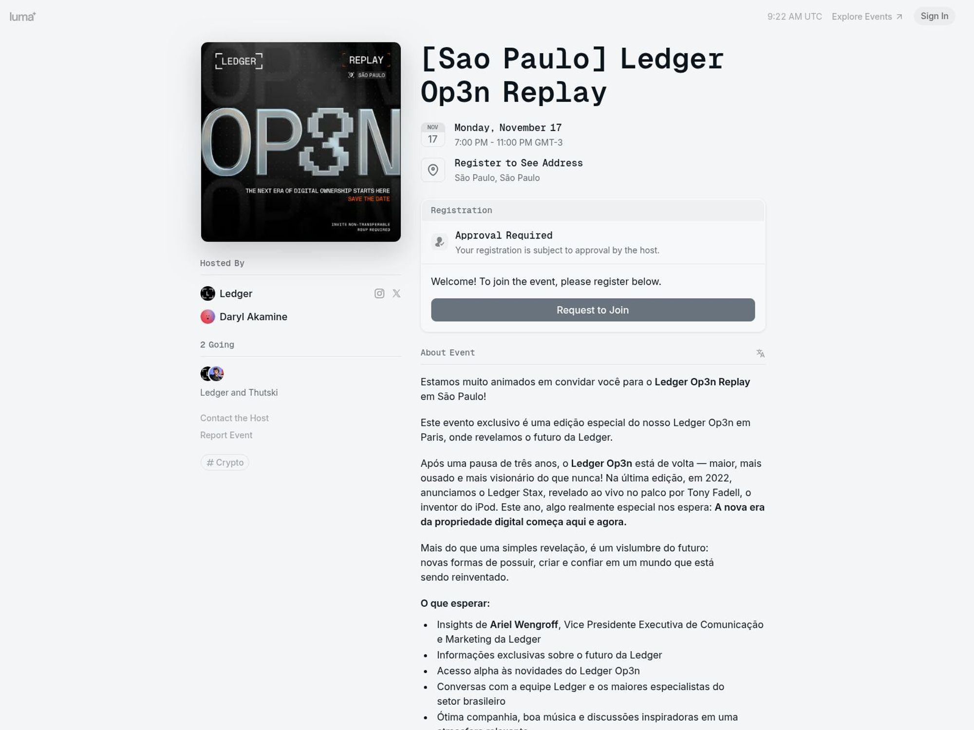 [Sao Paulo] Ledger Op3n Replay website