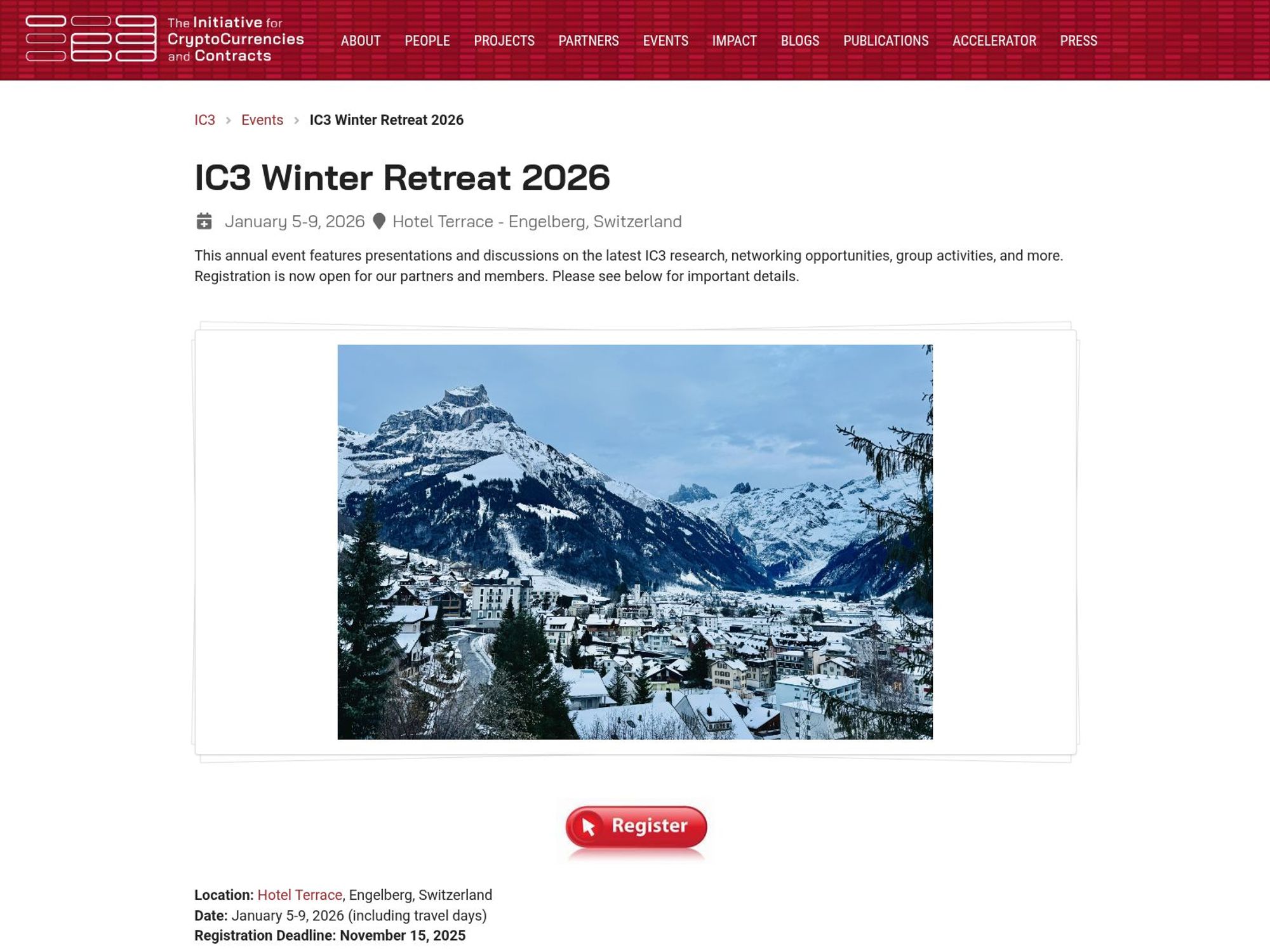 IC3 Winter Retreat 2026 website