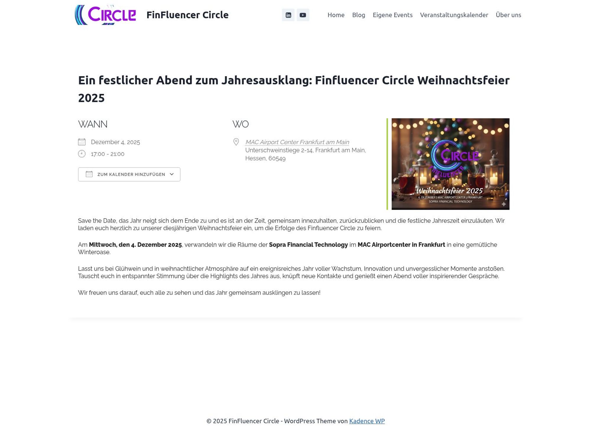 Finfluencer Circle Weihnachsfeier website