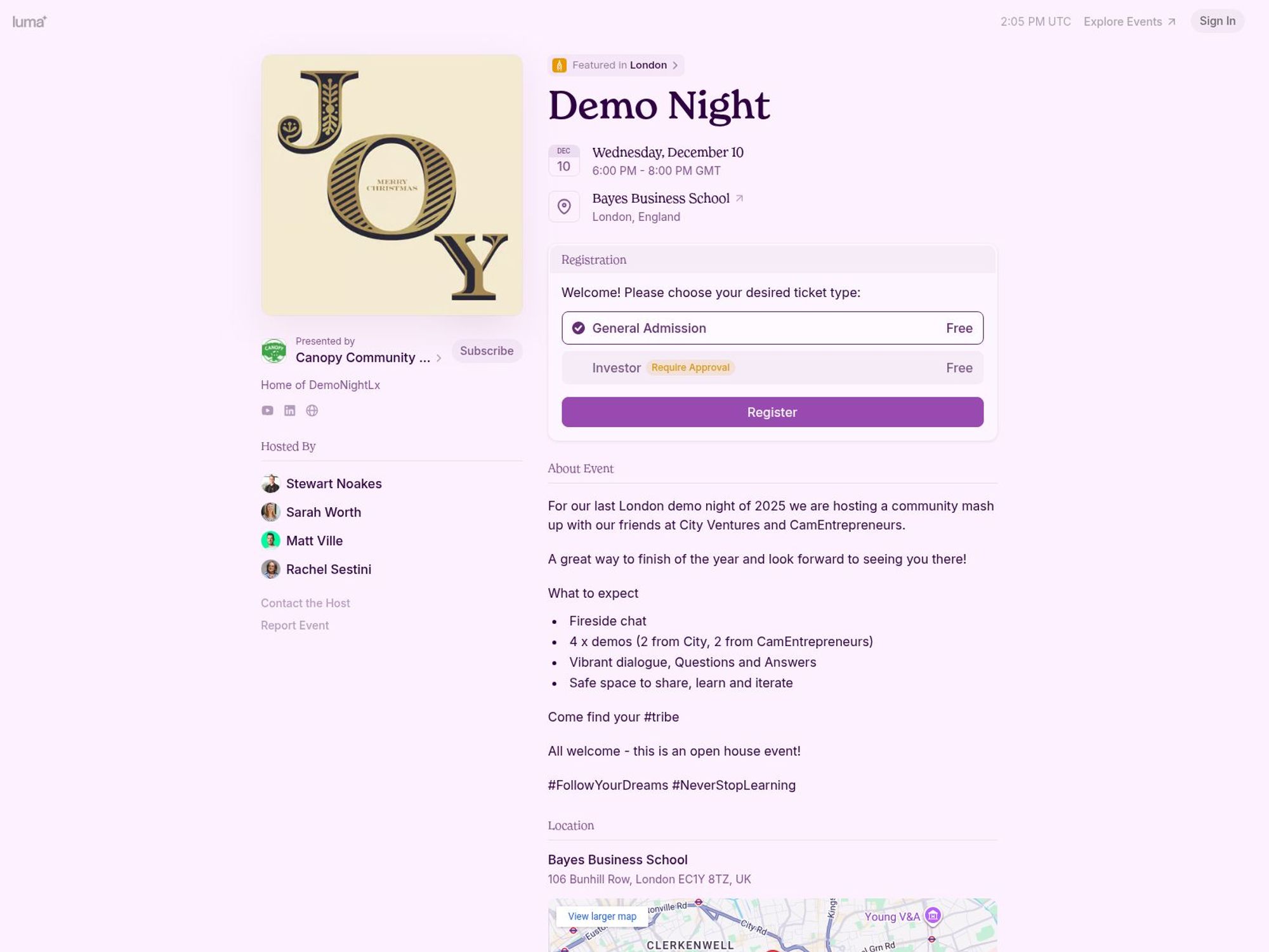 Demo Night website