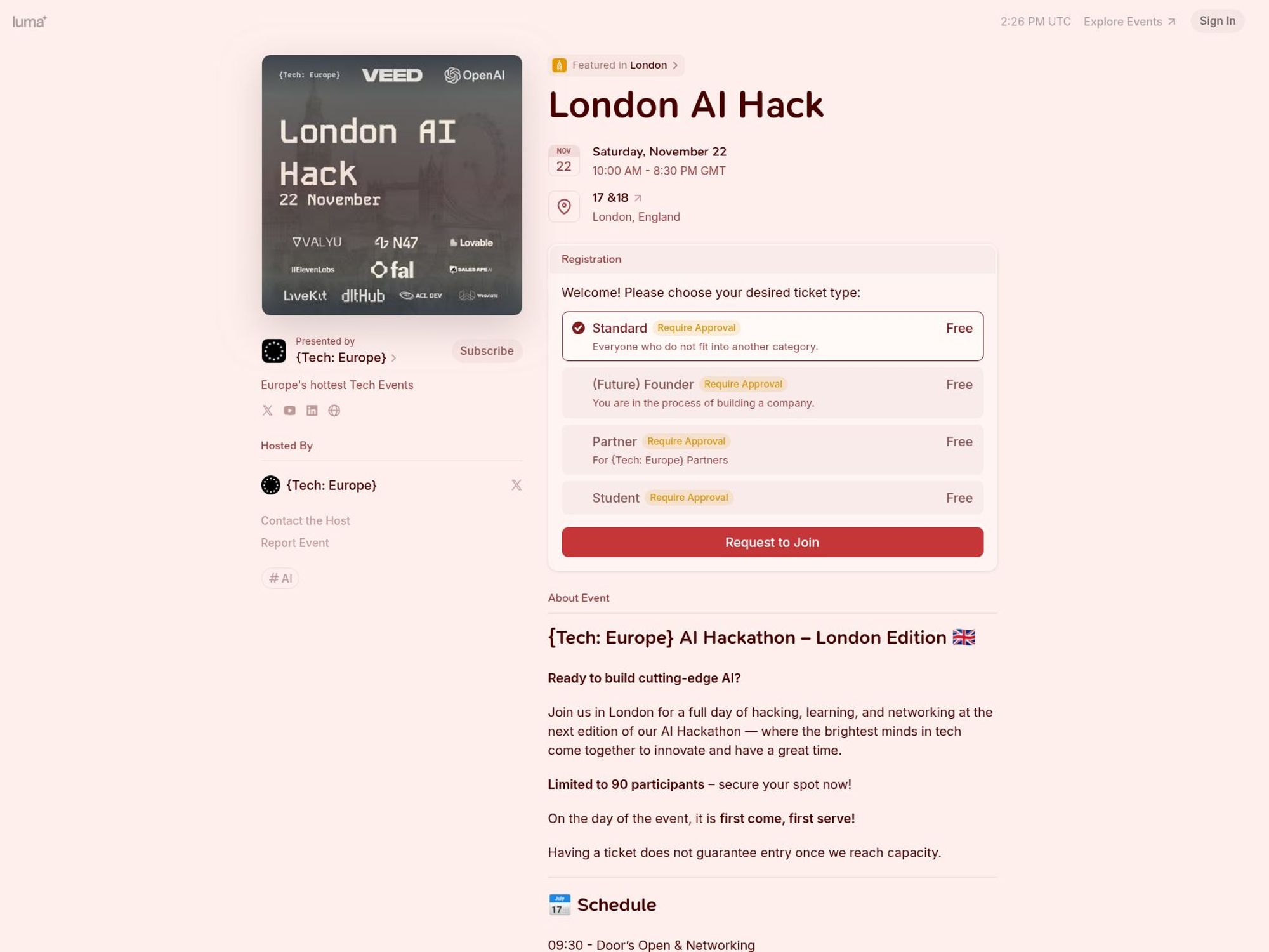 London AI Hack website