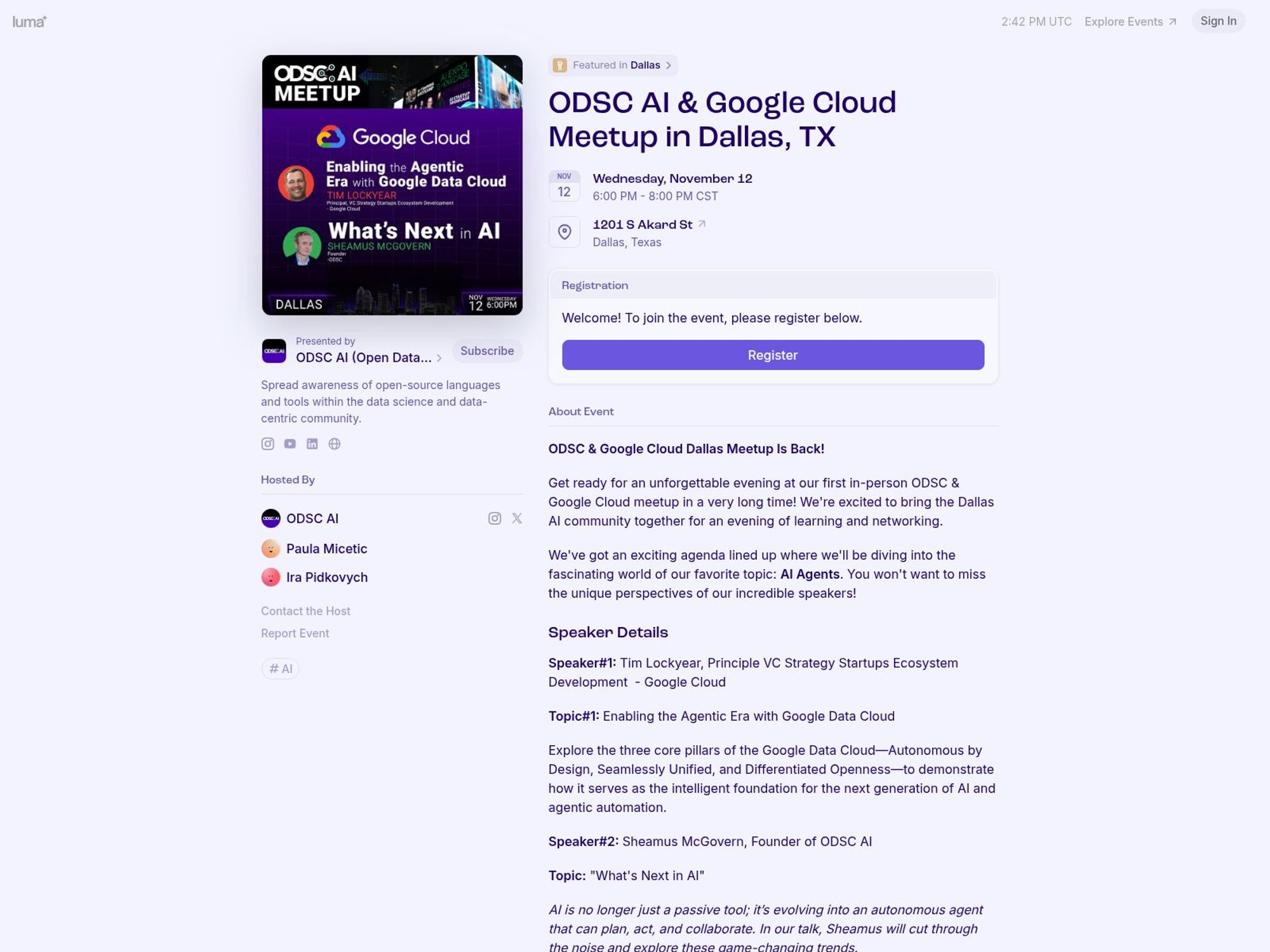 ODSC AI & Google Cloud Meetup screenshot