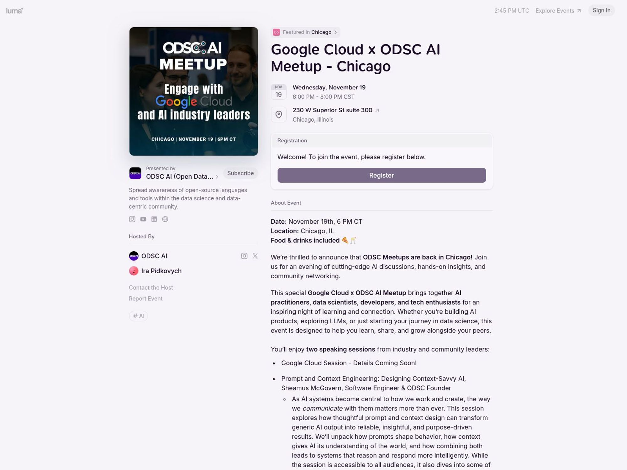 Google Cloud x ODSC AI Meetup website