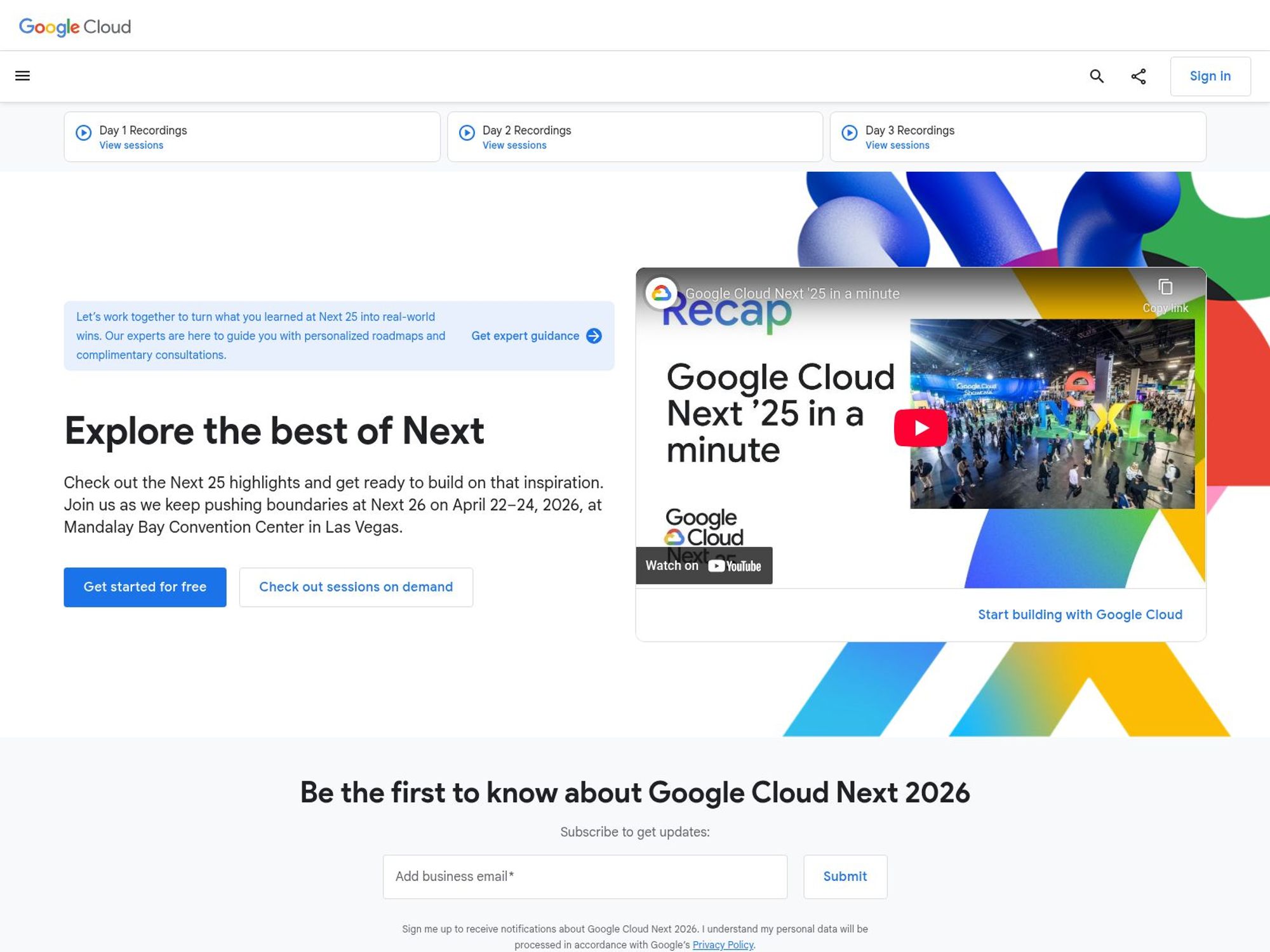 Google Cloud Next 2026 website