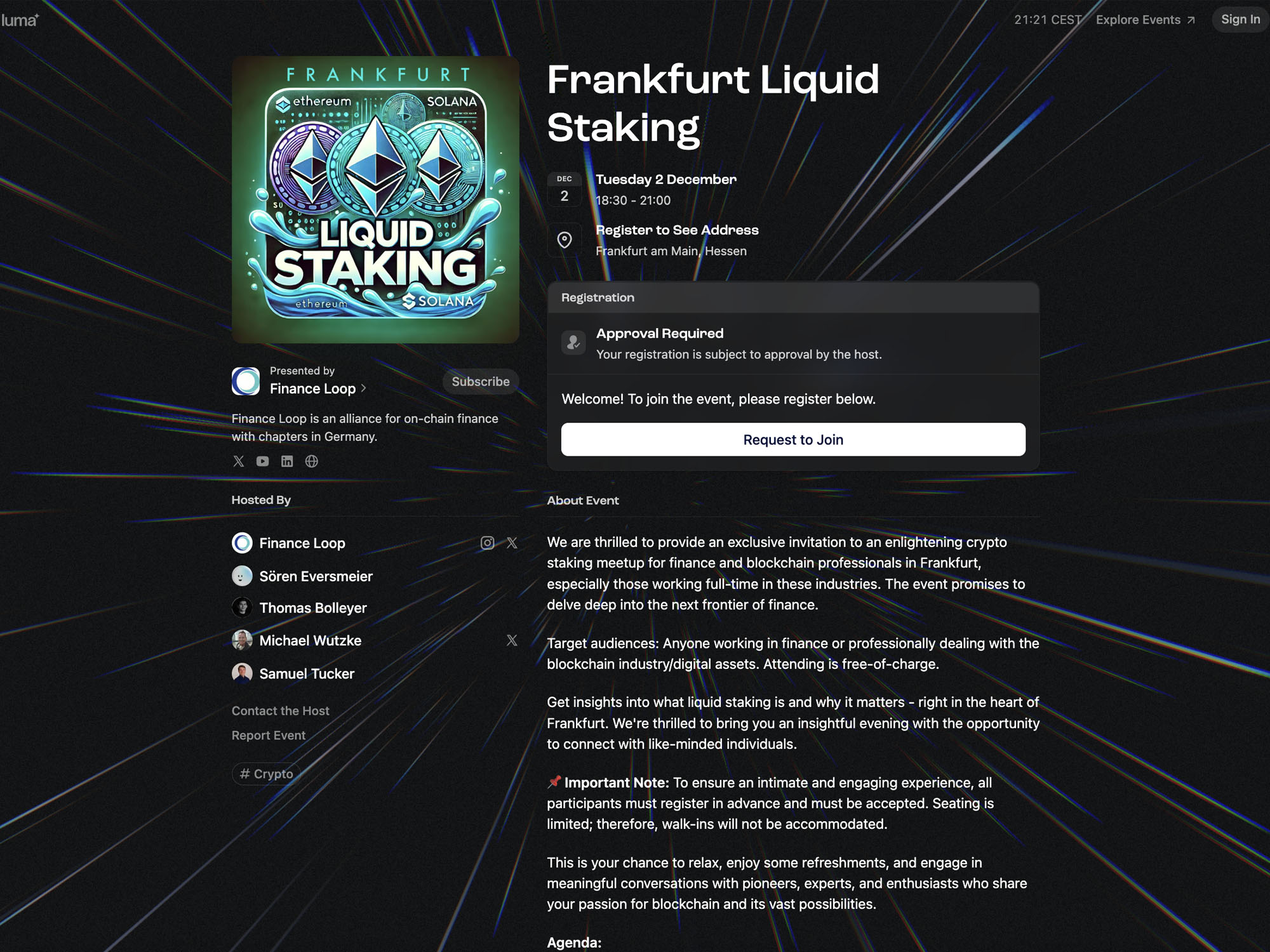 Frankfurt Liquid Staking website