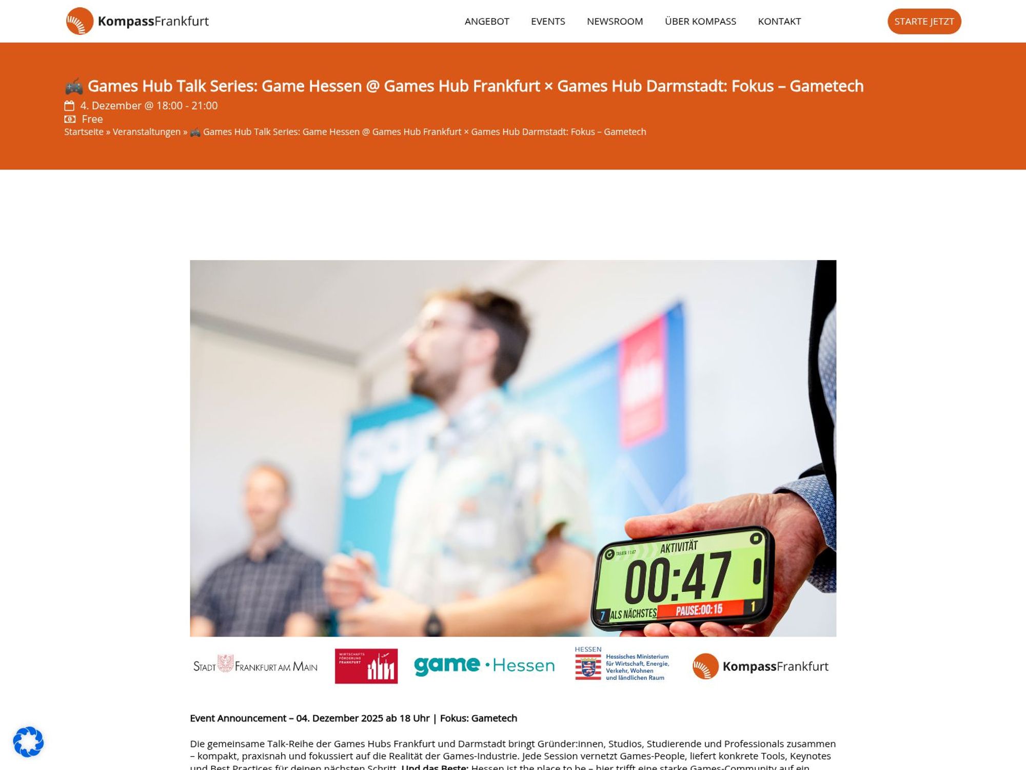 Games Hub Talk Series: Game Hessen website