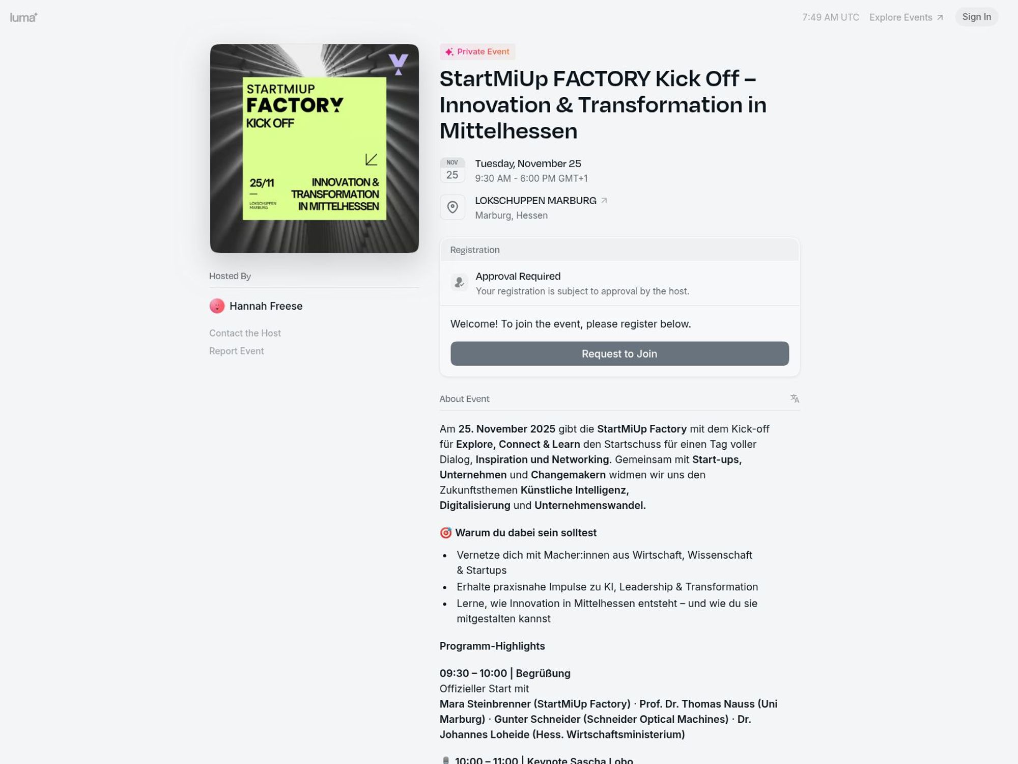 StartMiUp FACTORY Kick Off – Innovation & Transformation in Mittelhessen screenshot