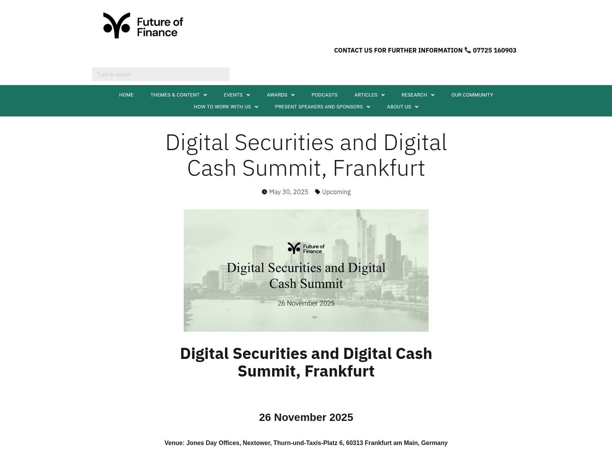 Digital Securities and Digital Cash Summit website