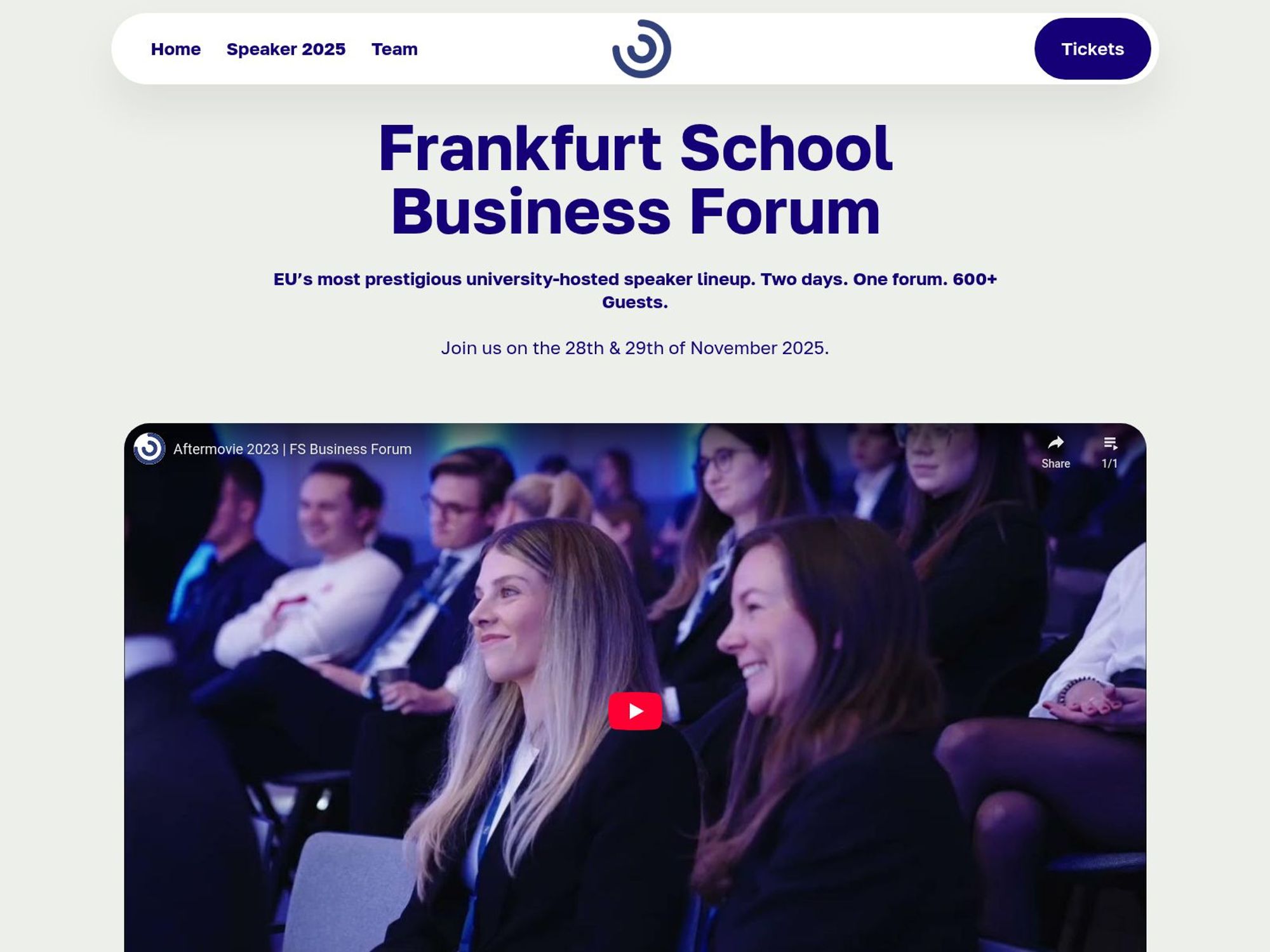 Frankfurt School Business Forum website
