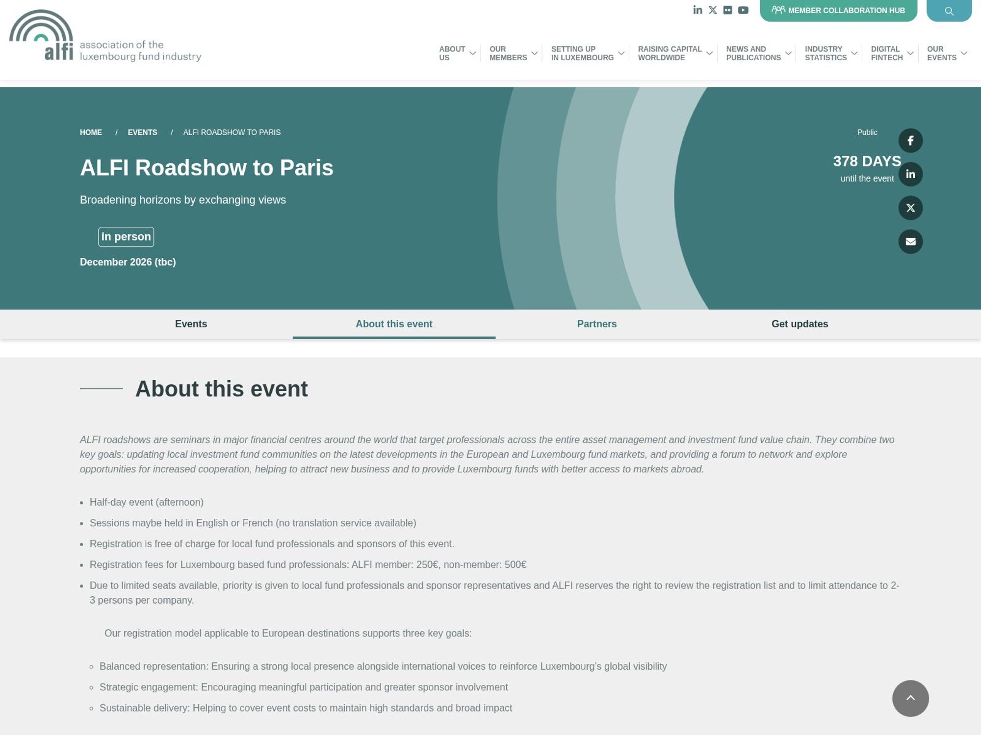 ALFI Roadshow to Paris website