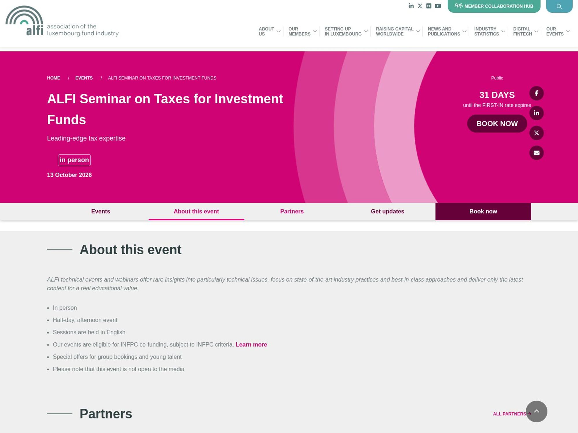 ALFI Seminar on Taxes for Investment Funds website