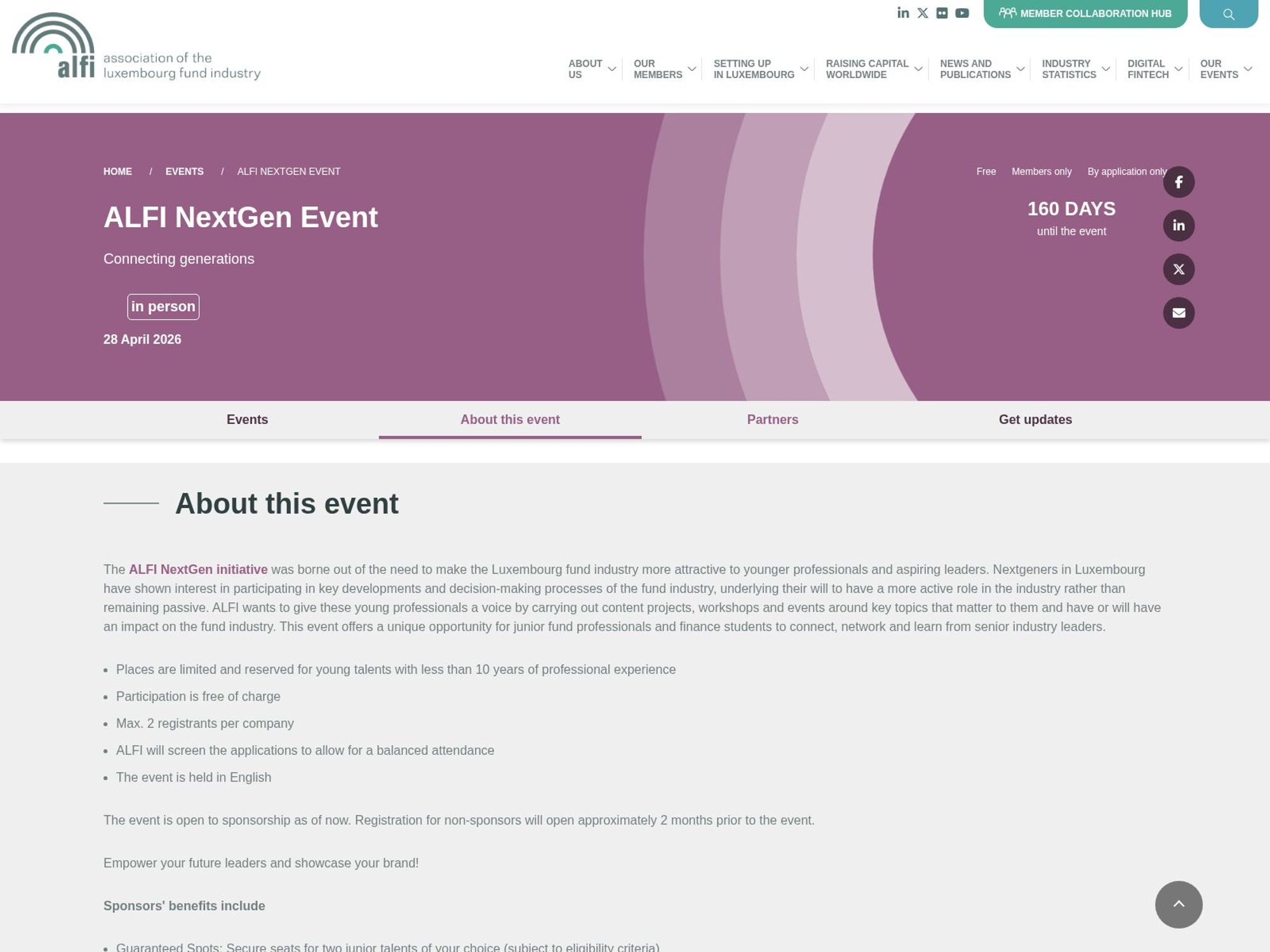 ALFI NextGen Event website