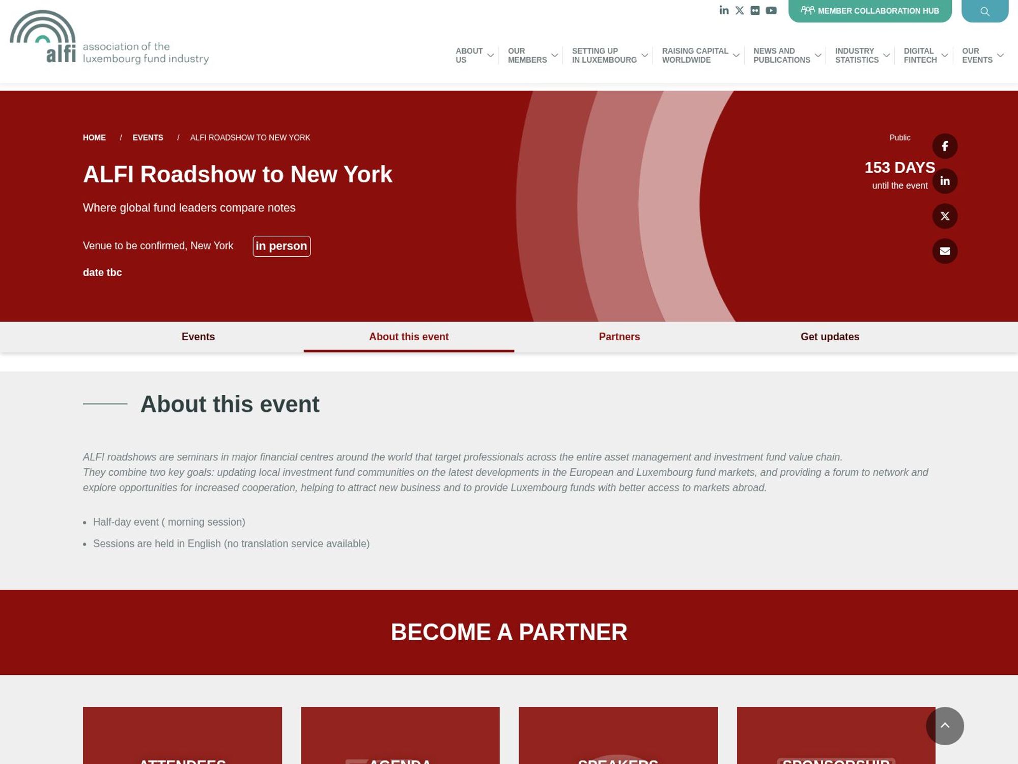 ALFI Roadshow to New York website