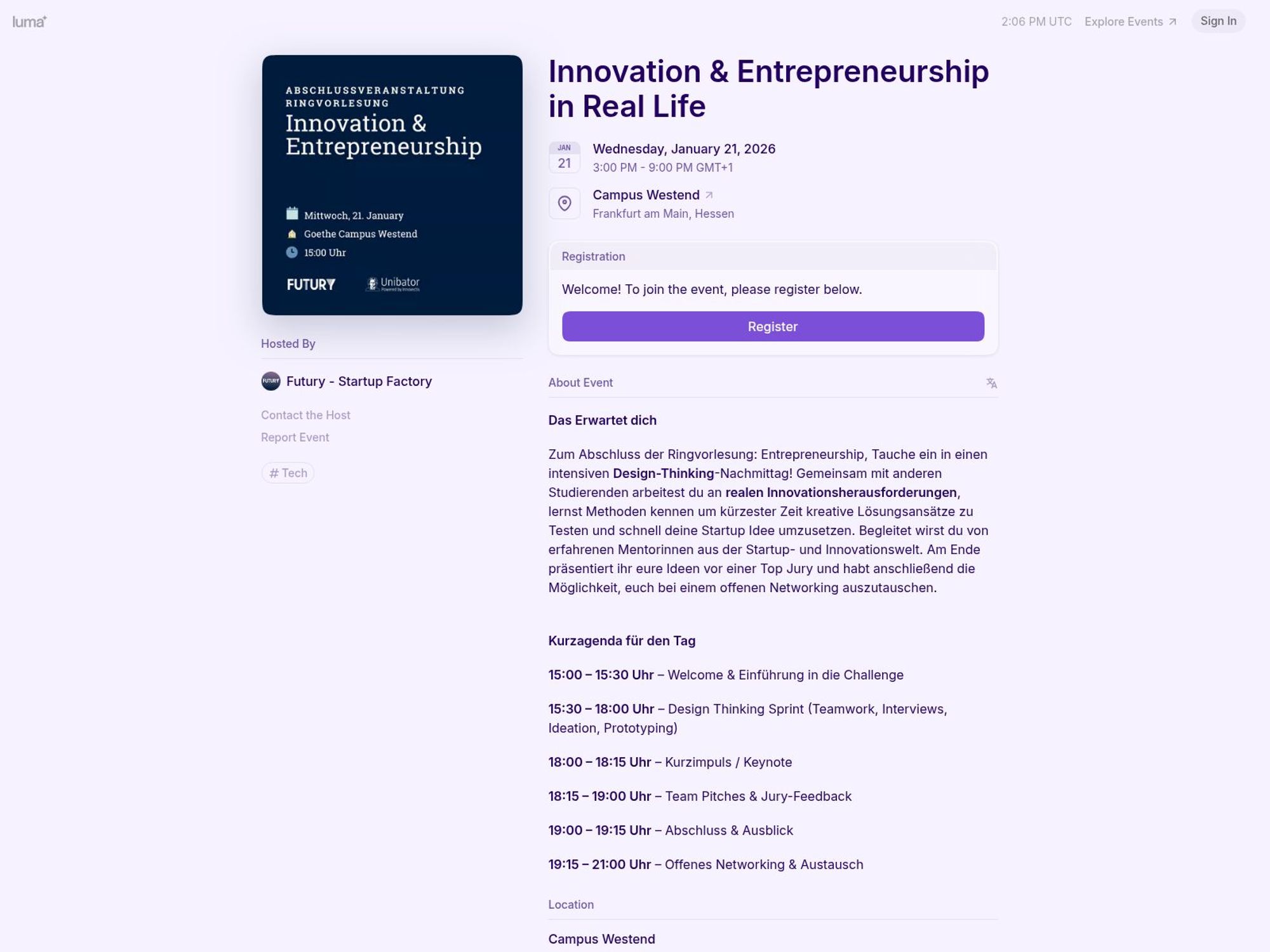 Innovation & Entrepreneurship in Real Life website