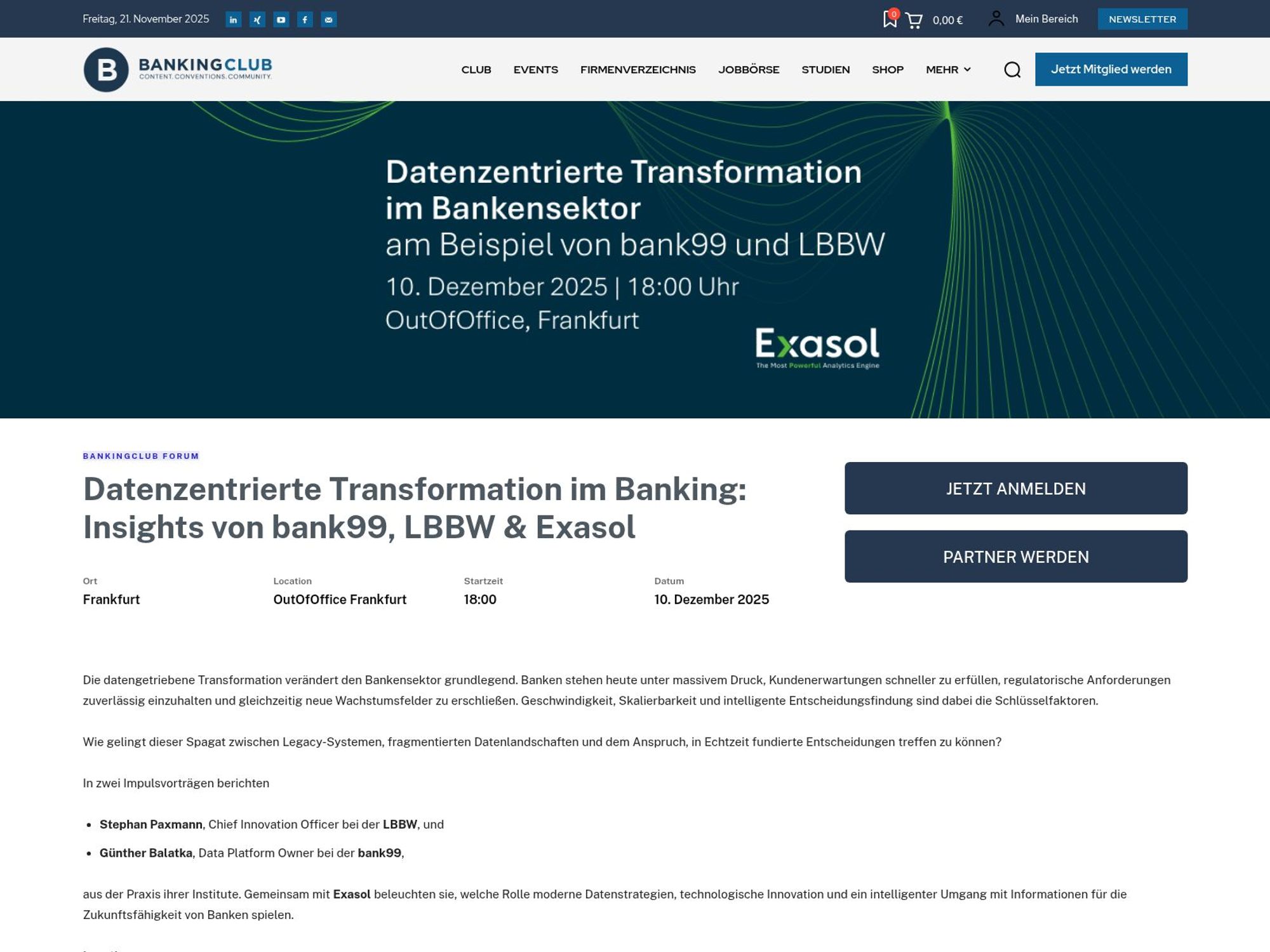 Datenzentrierte Transformation im Banking website