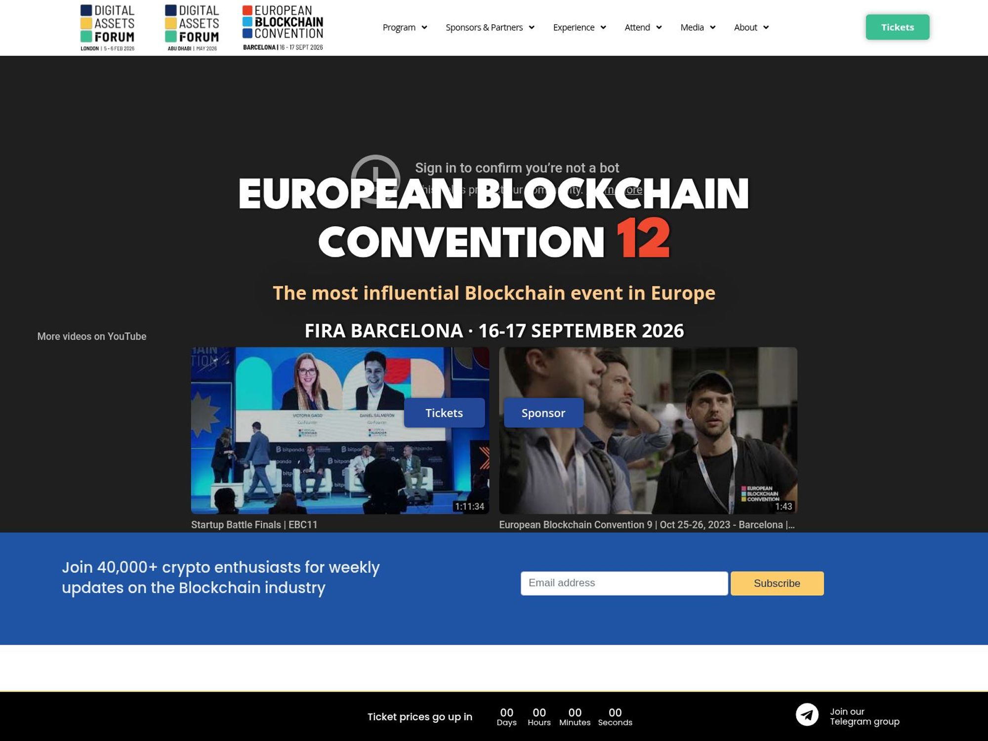 European Blockchain Convention 2026 website