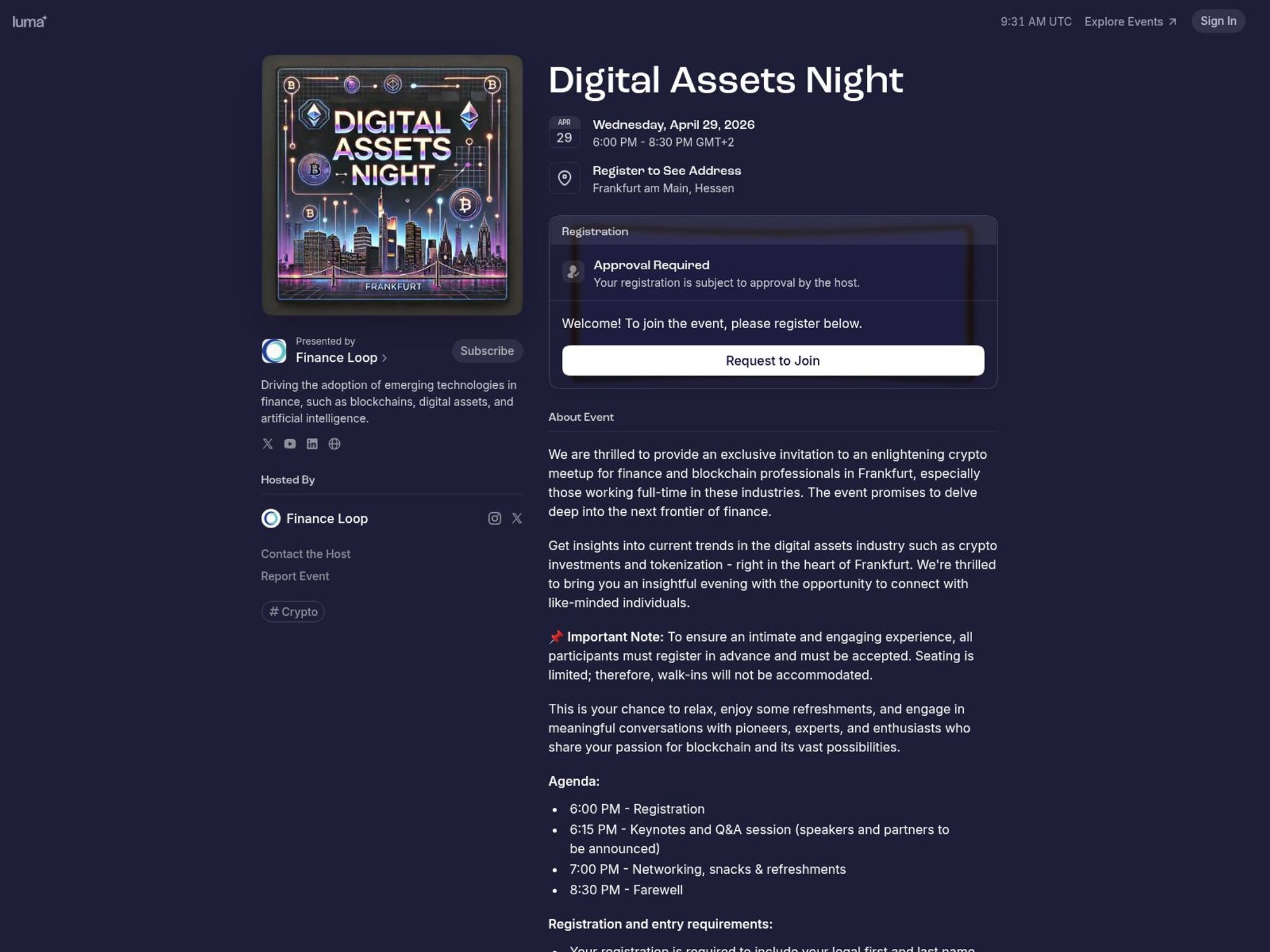 Digital Assets Night website