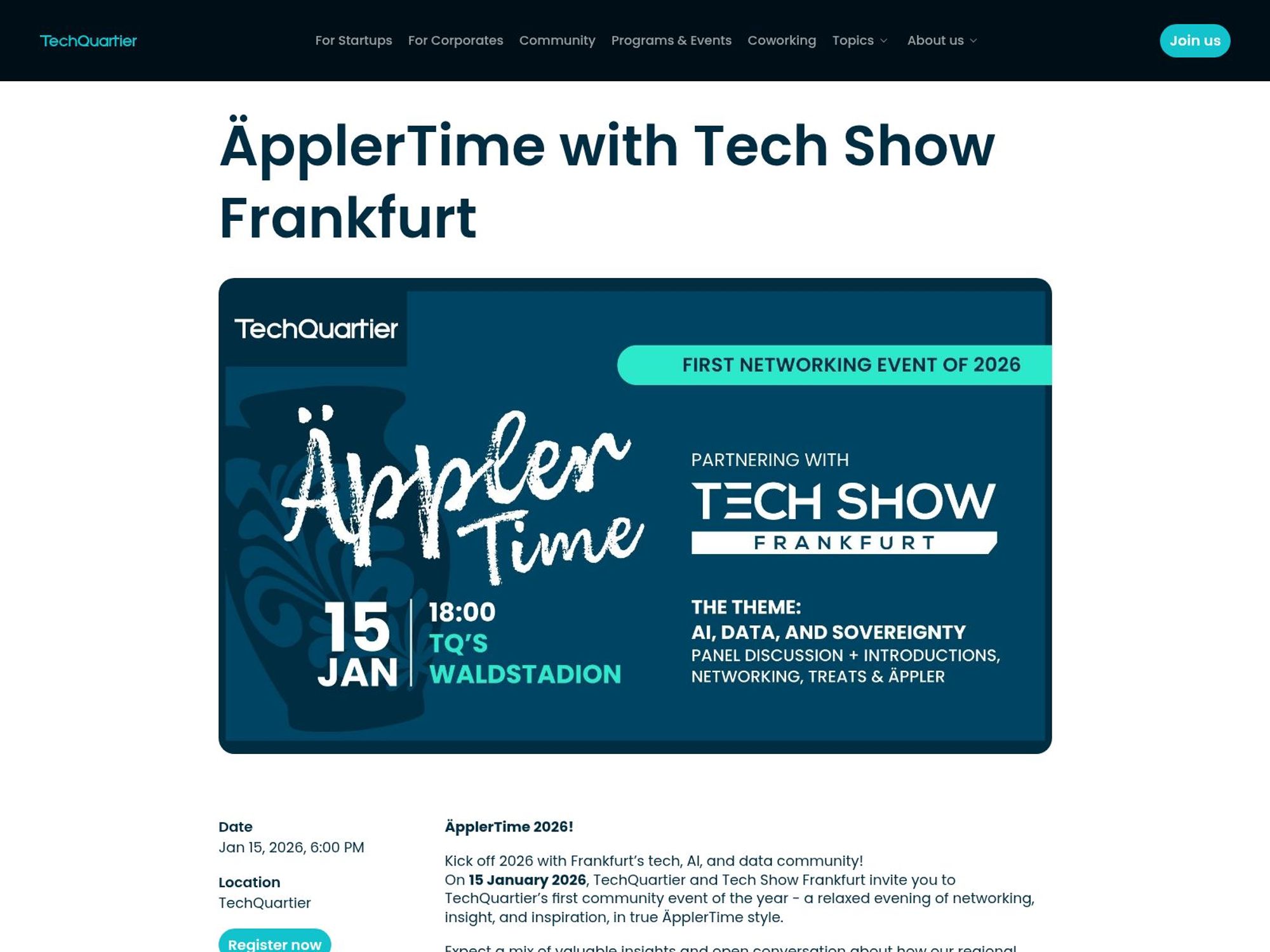 ÄpplerTime with Tech Show Frankfurt website