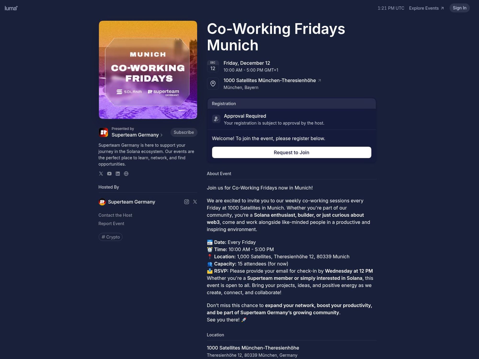 Co-Working Fridays Munich website