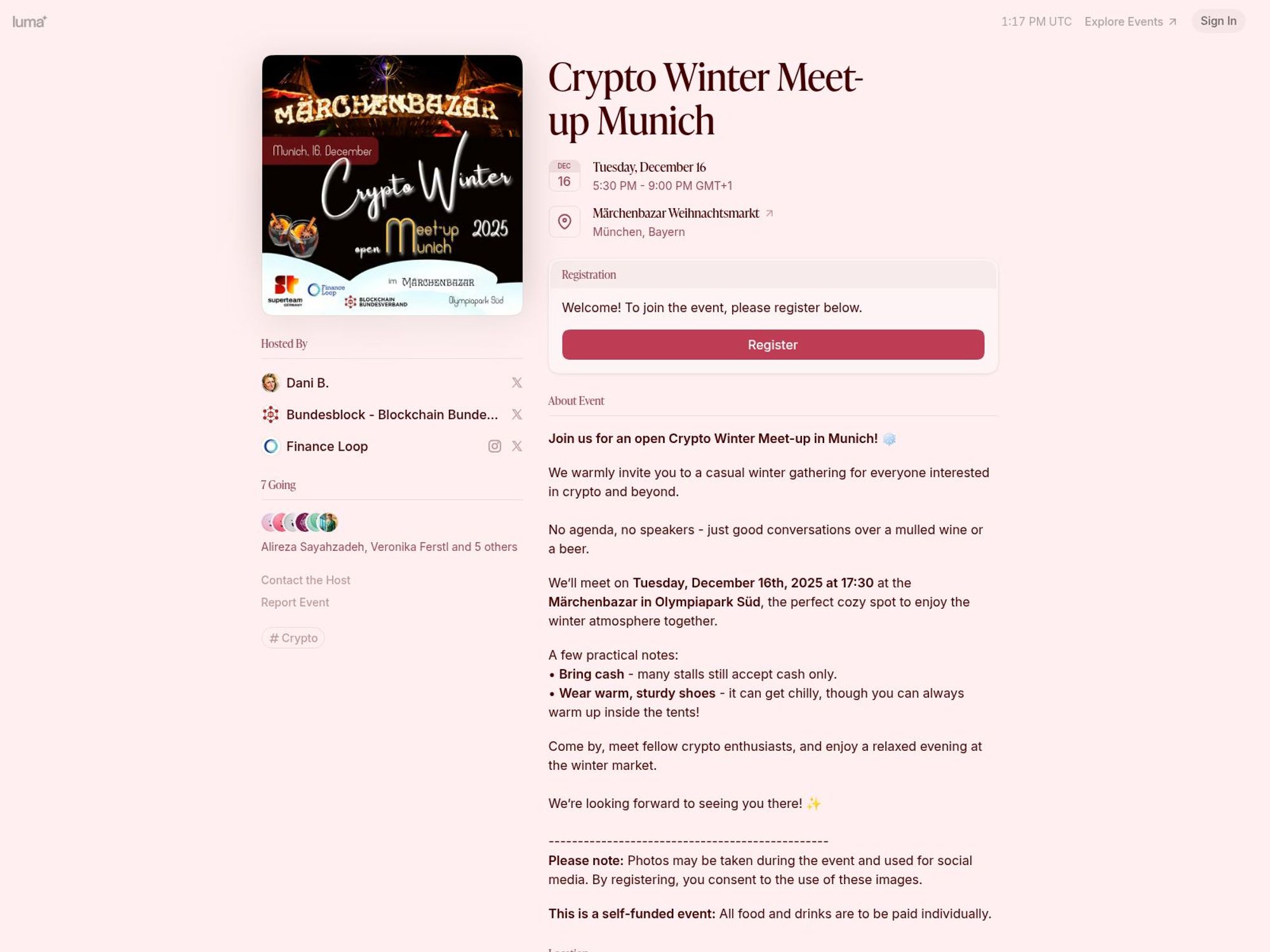 Crypto Winter Meet-up Munich website