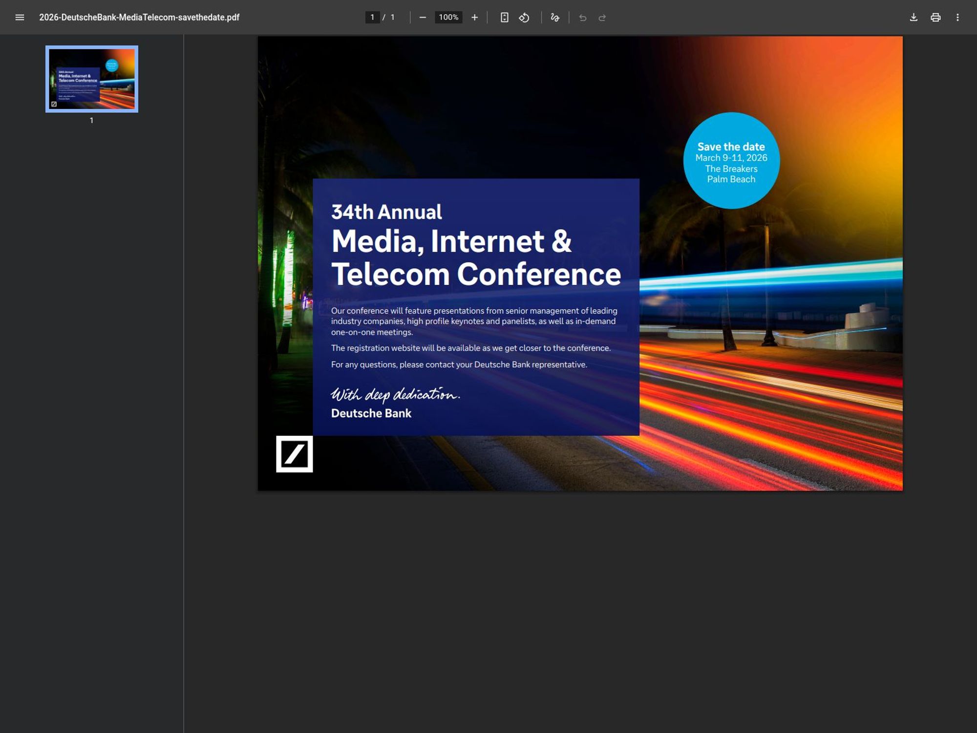 34th Annual Media, Internet & Telecom Conference website
