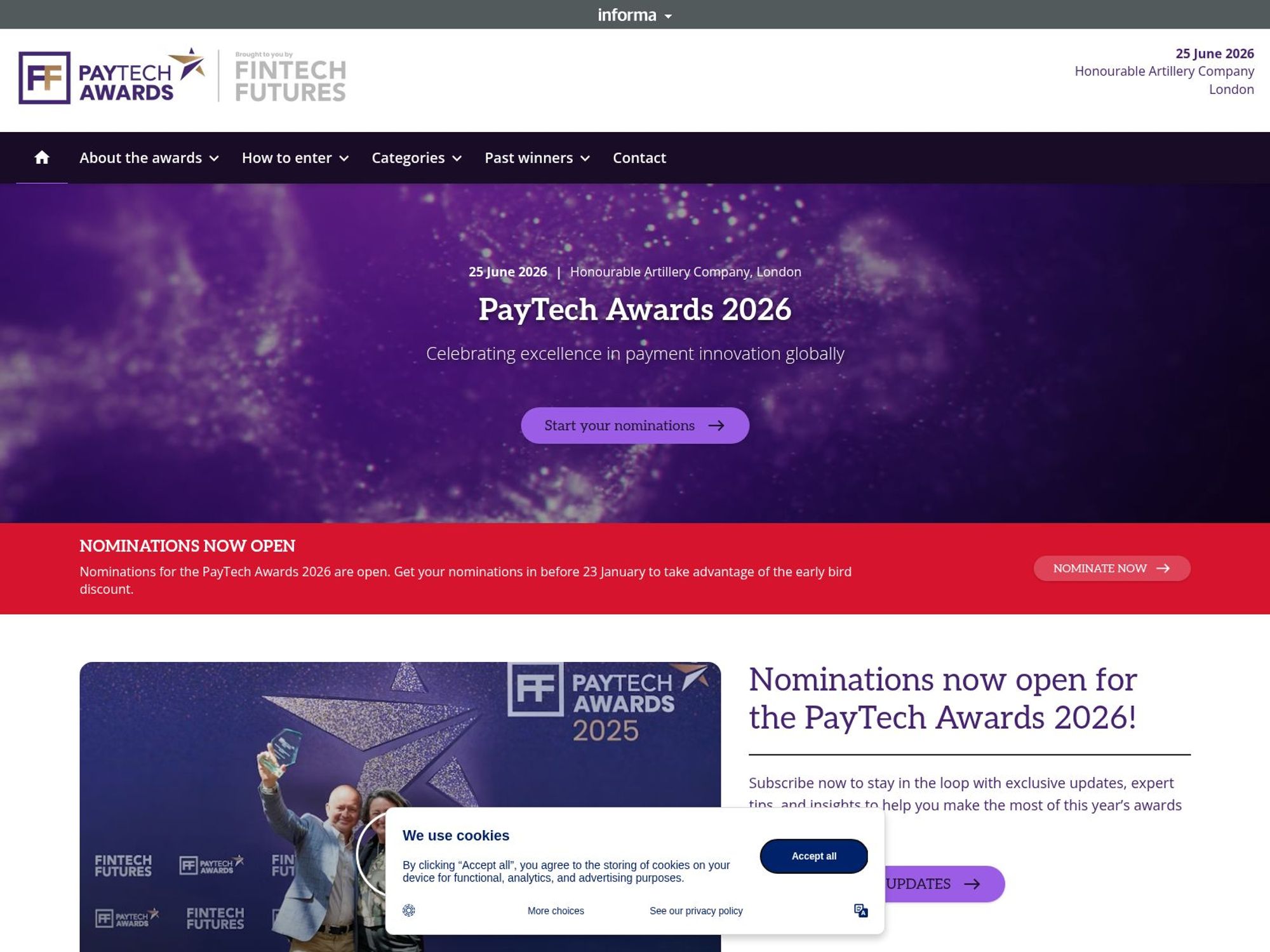 PayTech Awards website