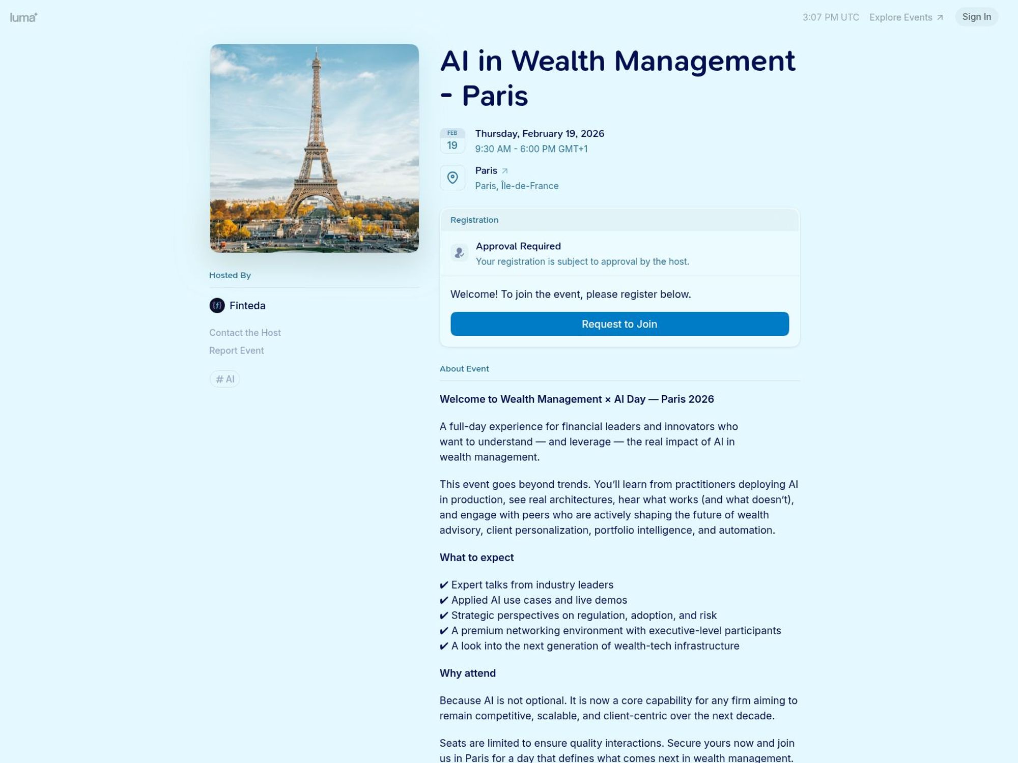 AI in Wealth Management - Paris website