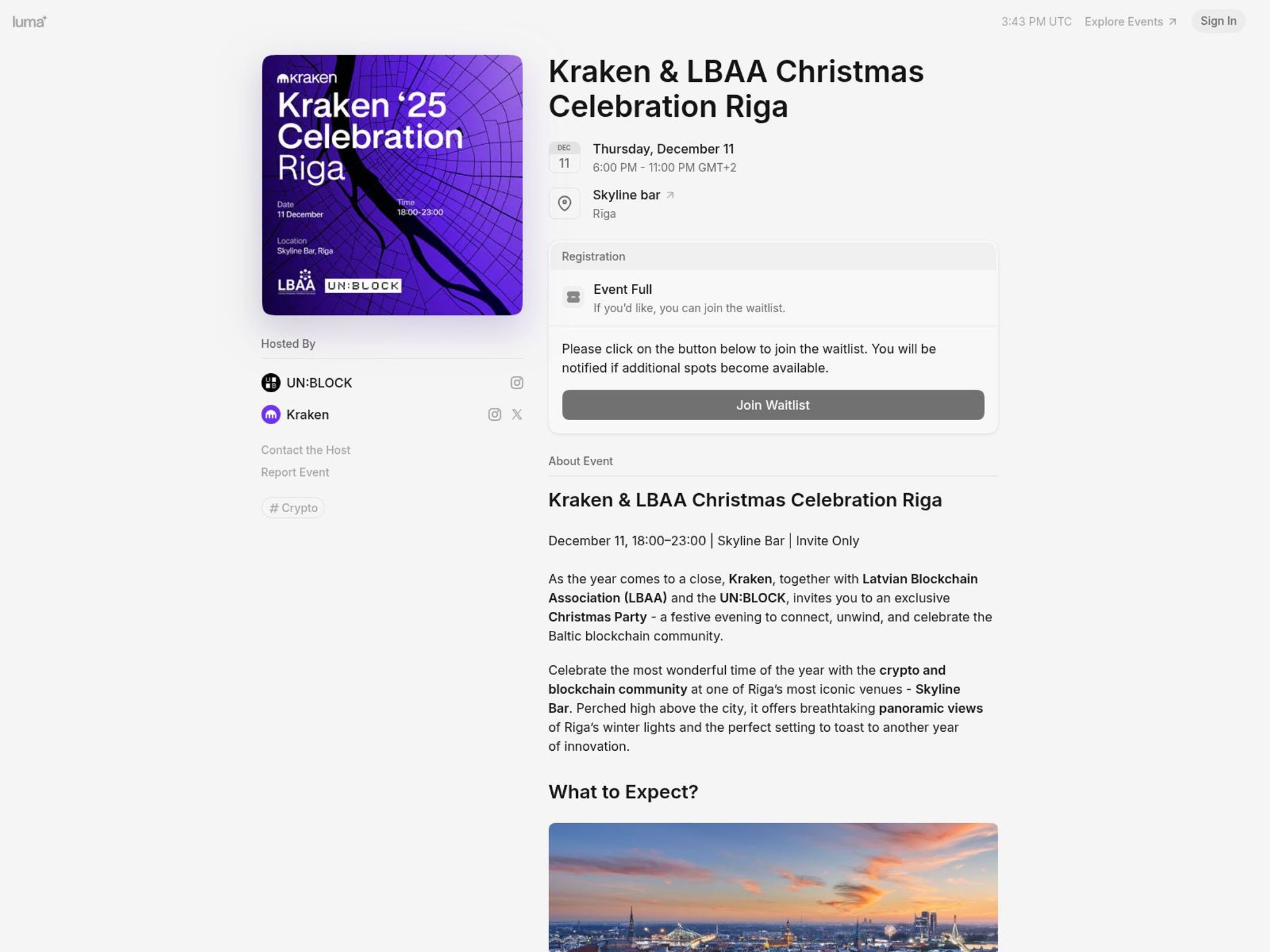 Kraken & LBAA Christmas Celebration Riga website